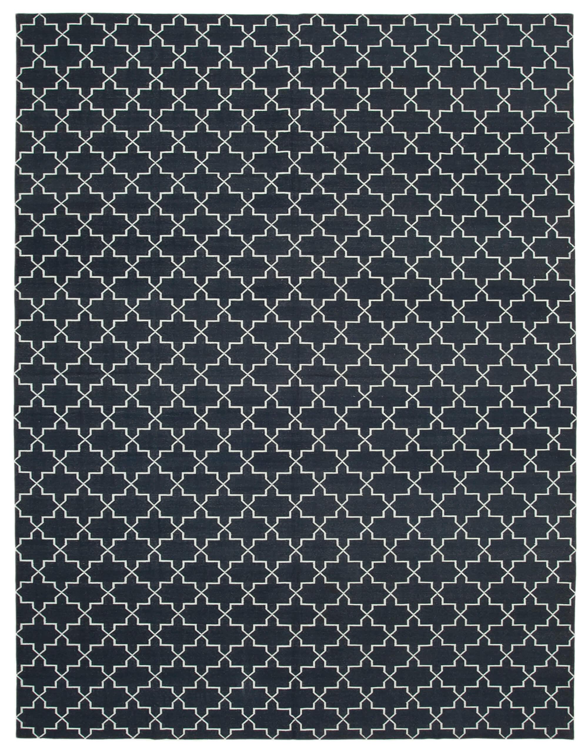 9 x 12 Black Dhurrie Rug - 3030