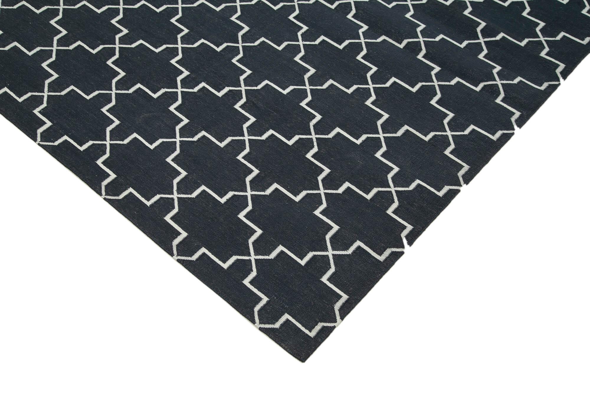 9 x 12 Black Dhurrie Rug - 3030