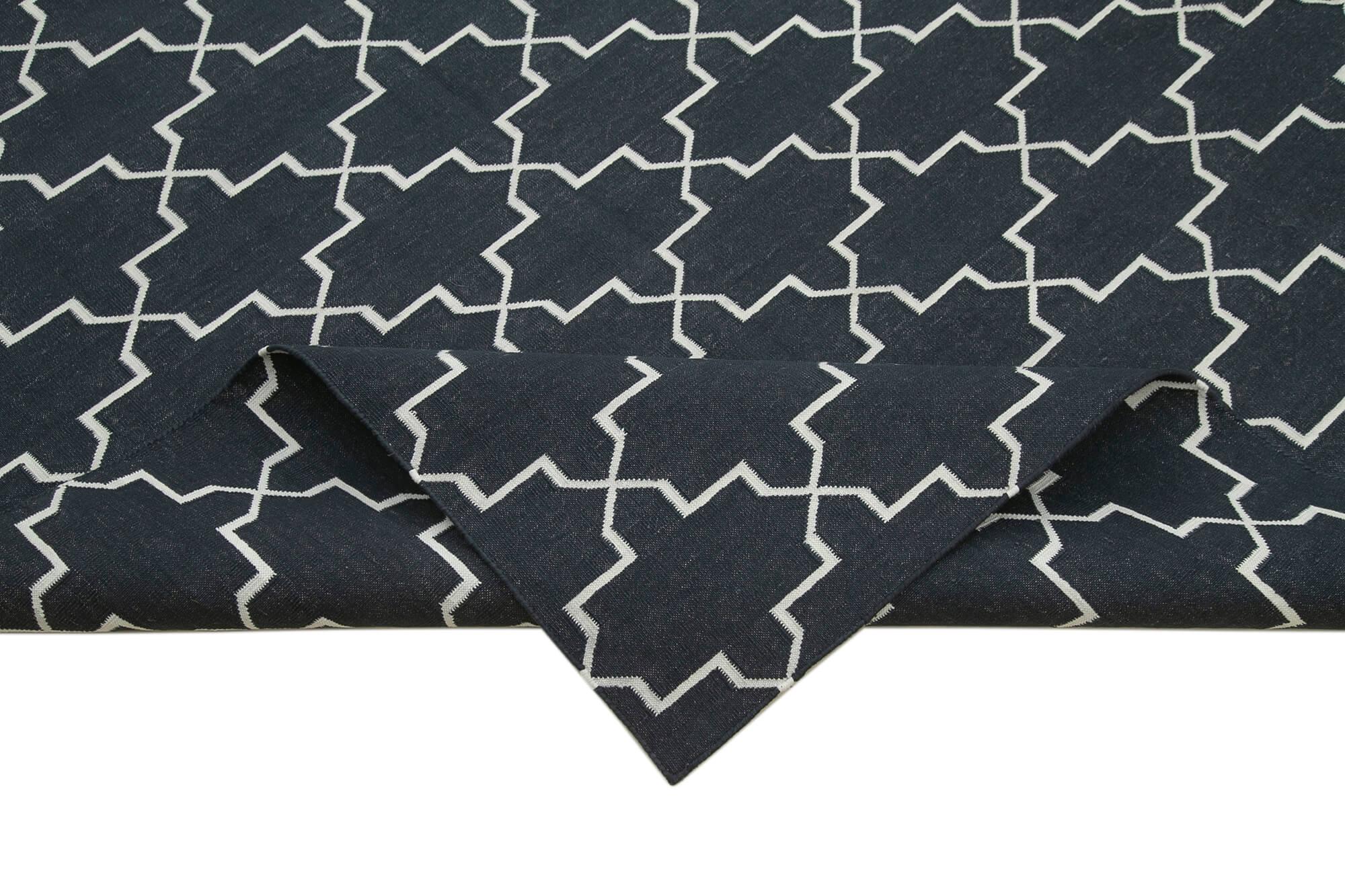 9 x 12 Black Dhurrie Rug - 3030