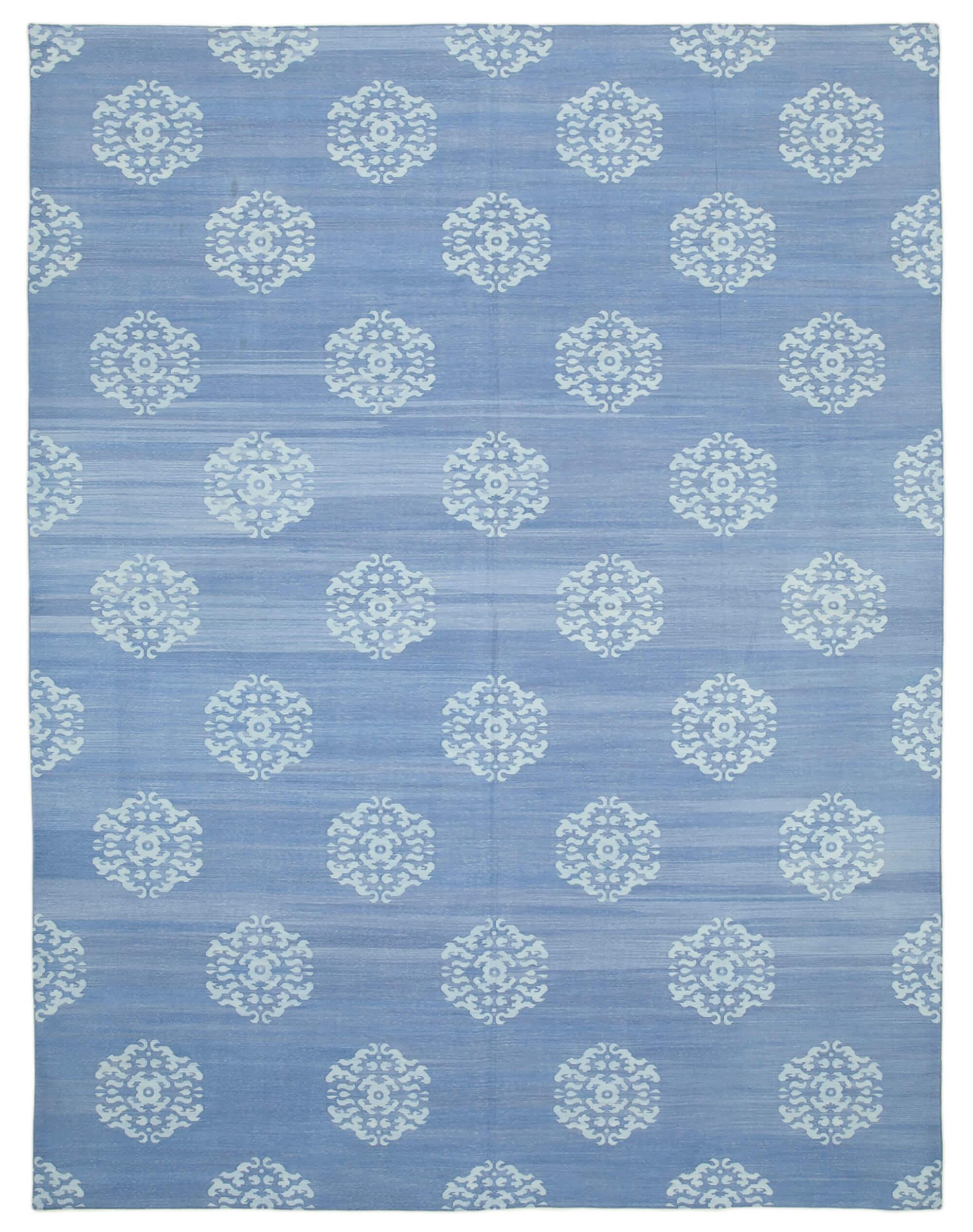 9 x 12 Blue Dhurrie Rug - 3031