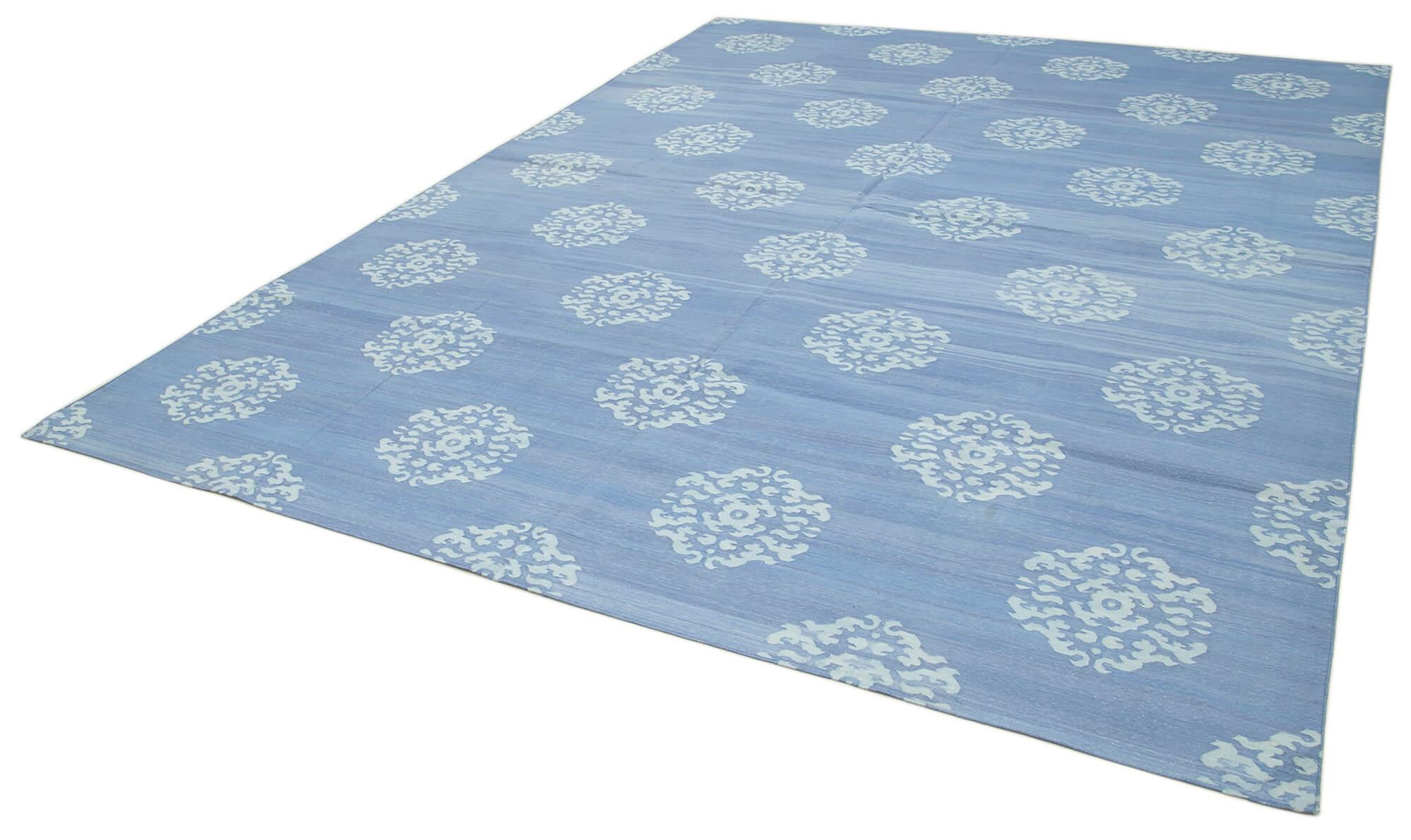 9 x 12 Blue Dhurrie Rug - 3031