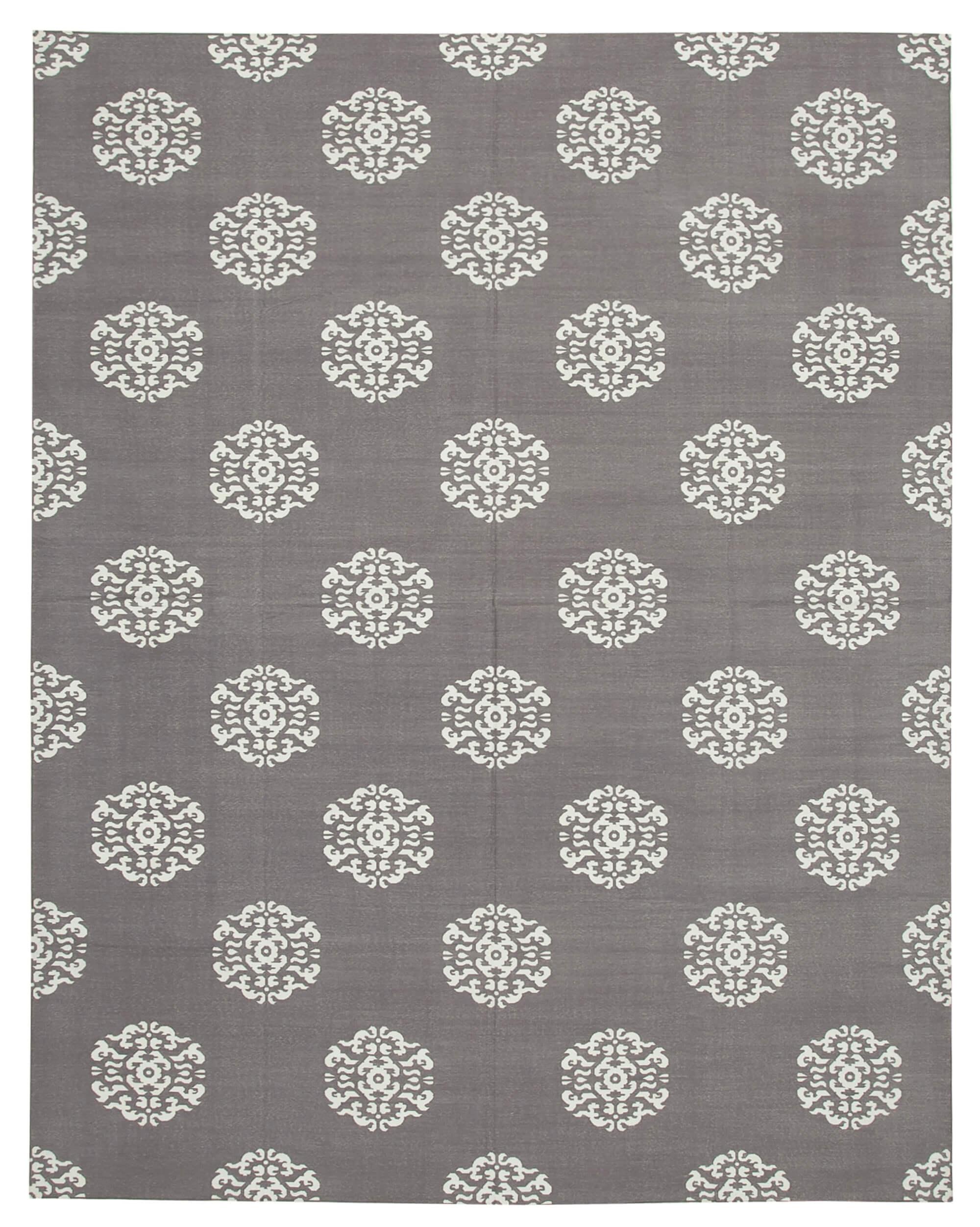 9 x 12 Grey Dhurrie Rug - 3033