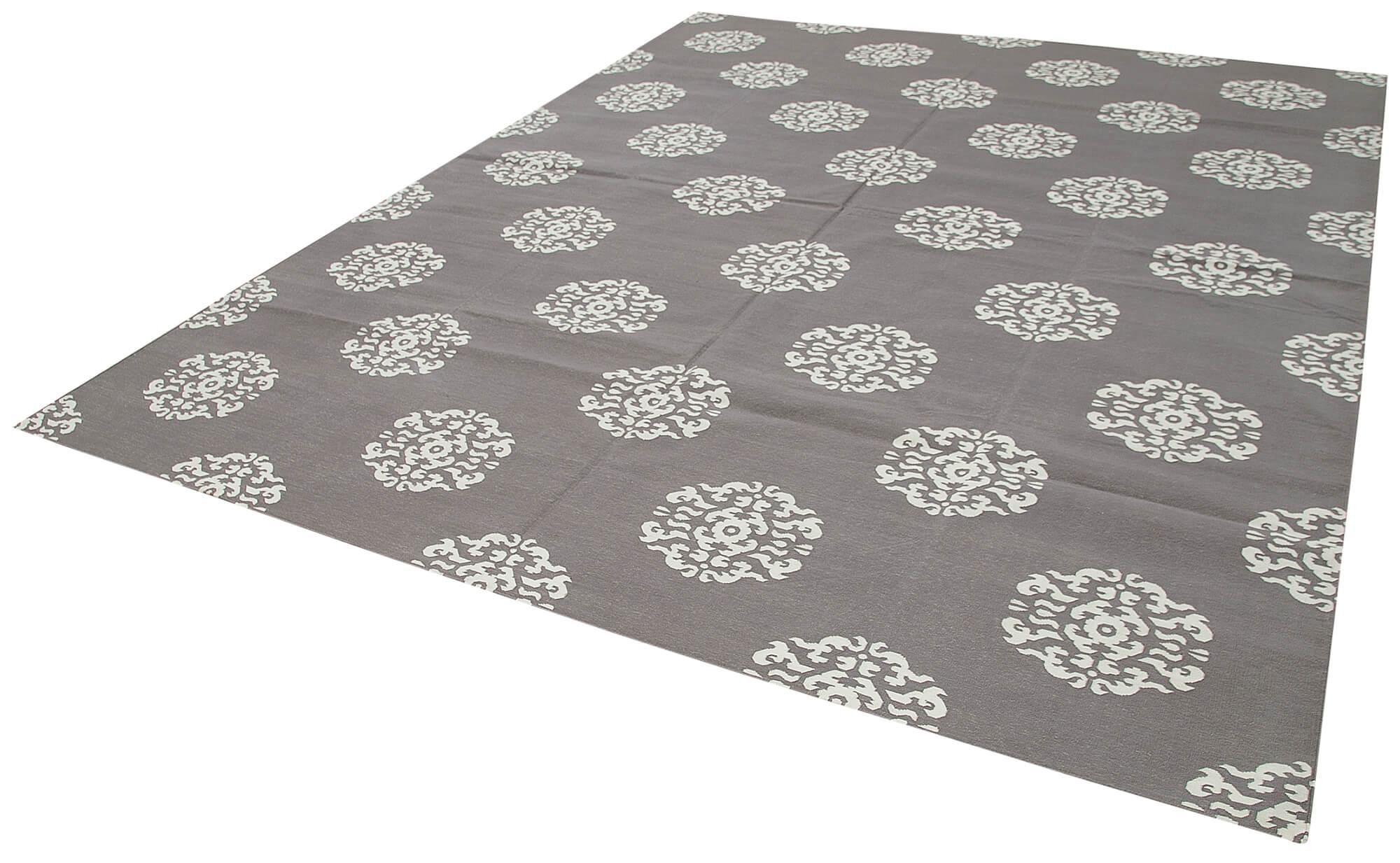 9 x 12 Grey Dhurrie Rug - 3033