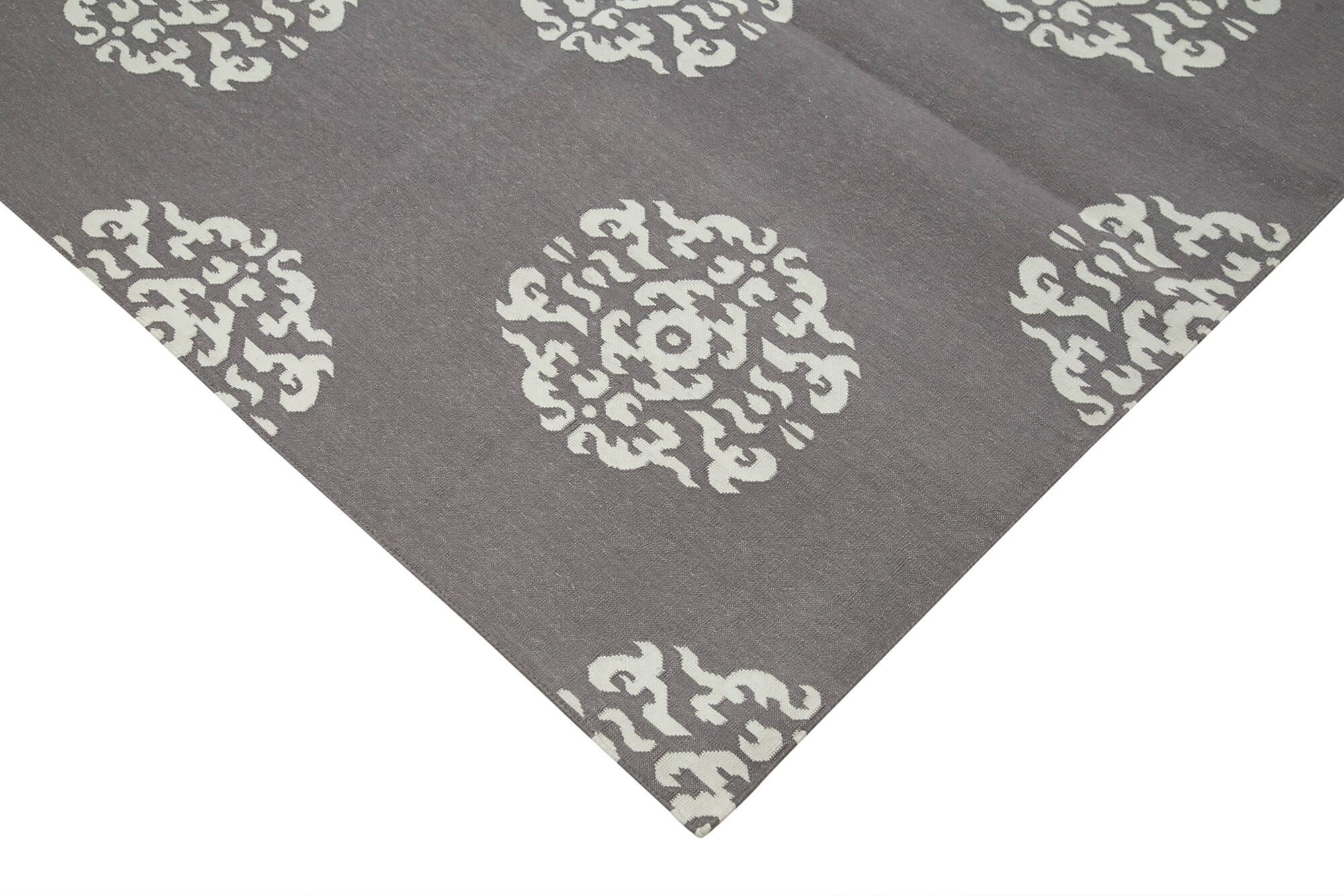 9 x 12 Grey Dhurrie Rug - 3033