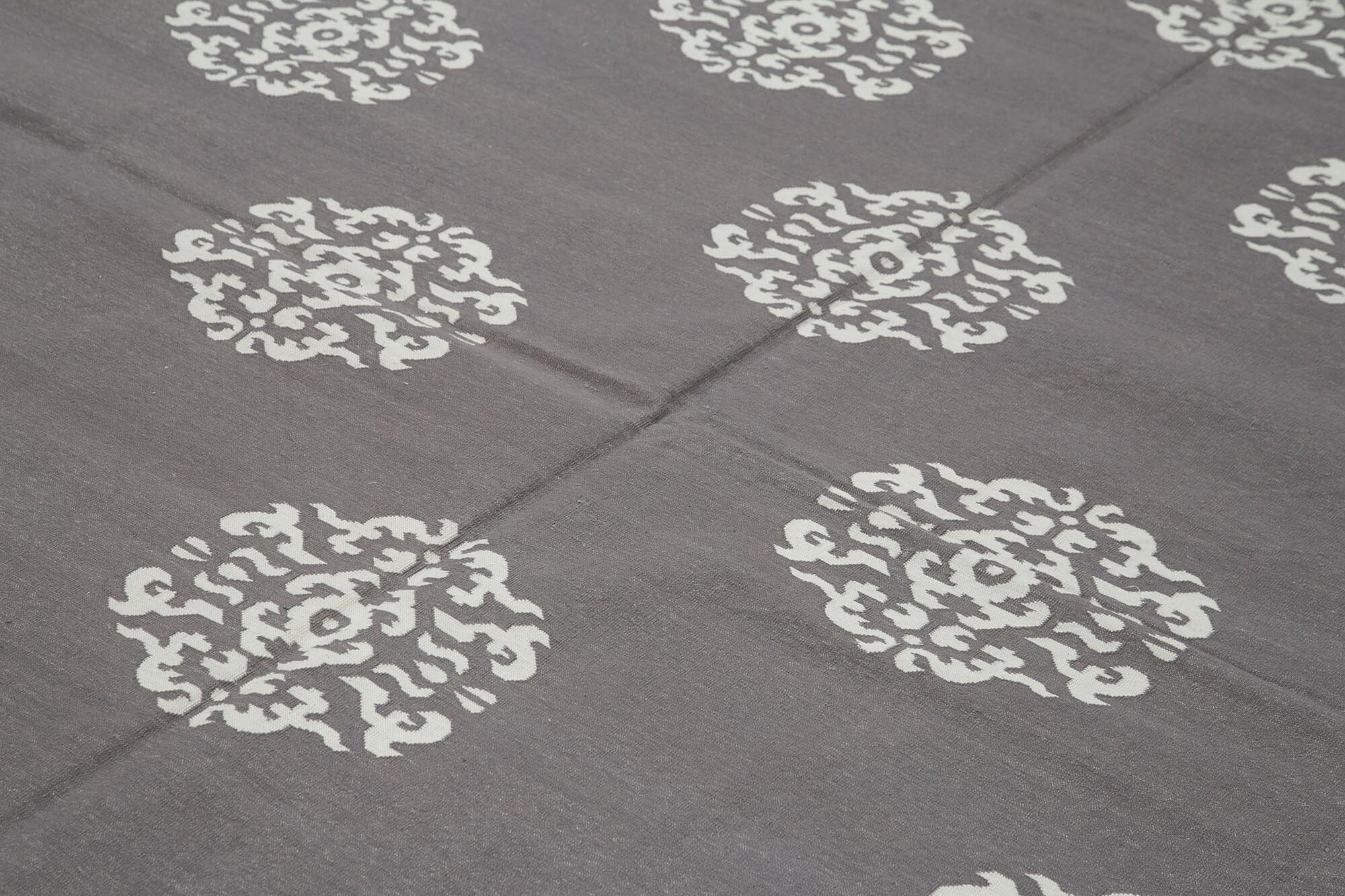 9 x 12 Grey Dhurrie Rug - 3033