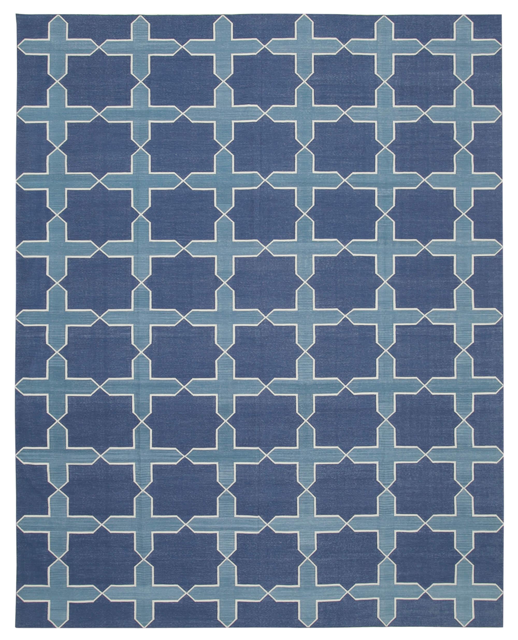 9 x 12 Blue Dhurrie Rug - 3036