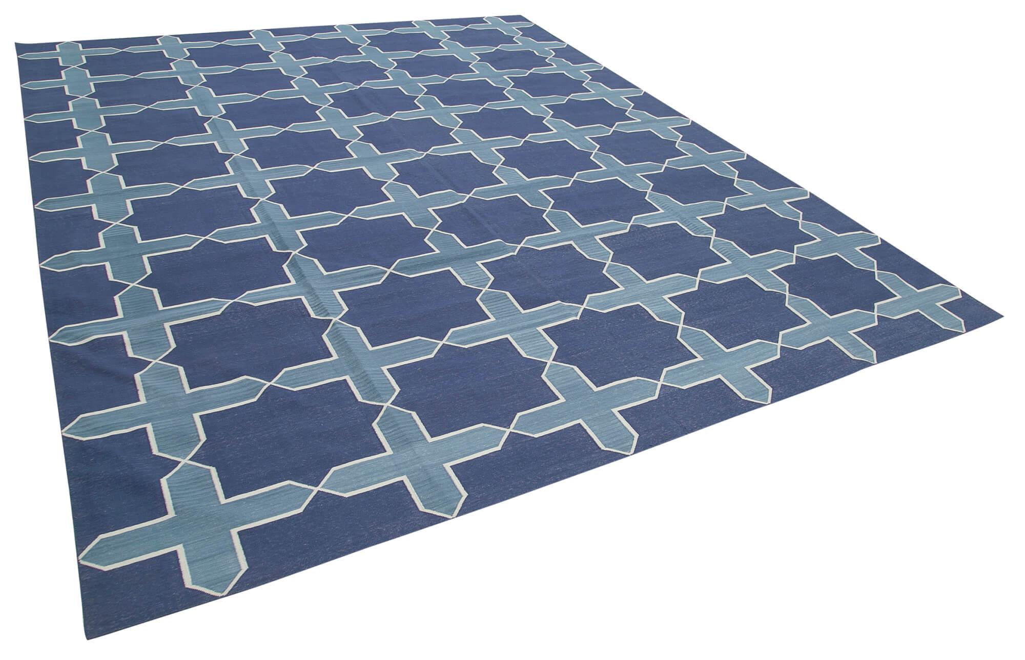 9 x 12 Blue Dhurrie Rug - 3036