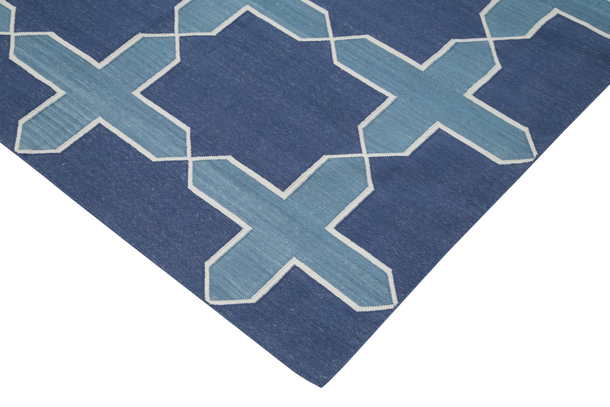 9 x 12 Blue Dhurrie Rug - 3036