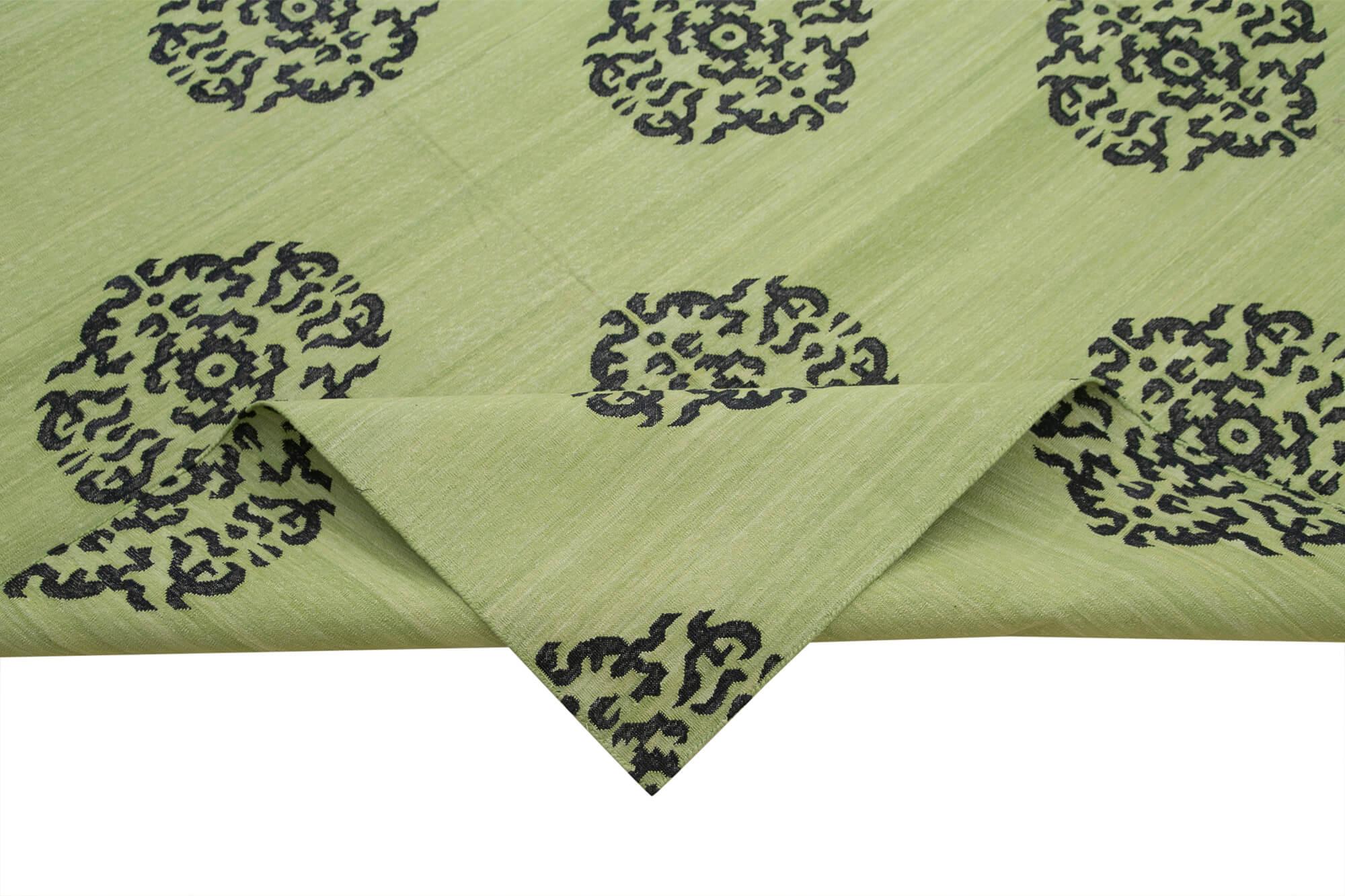 9 x 12 Green Dhurrie Rug - 3039