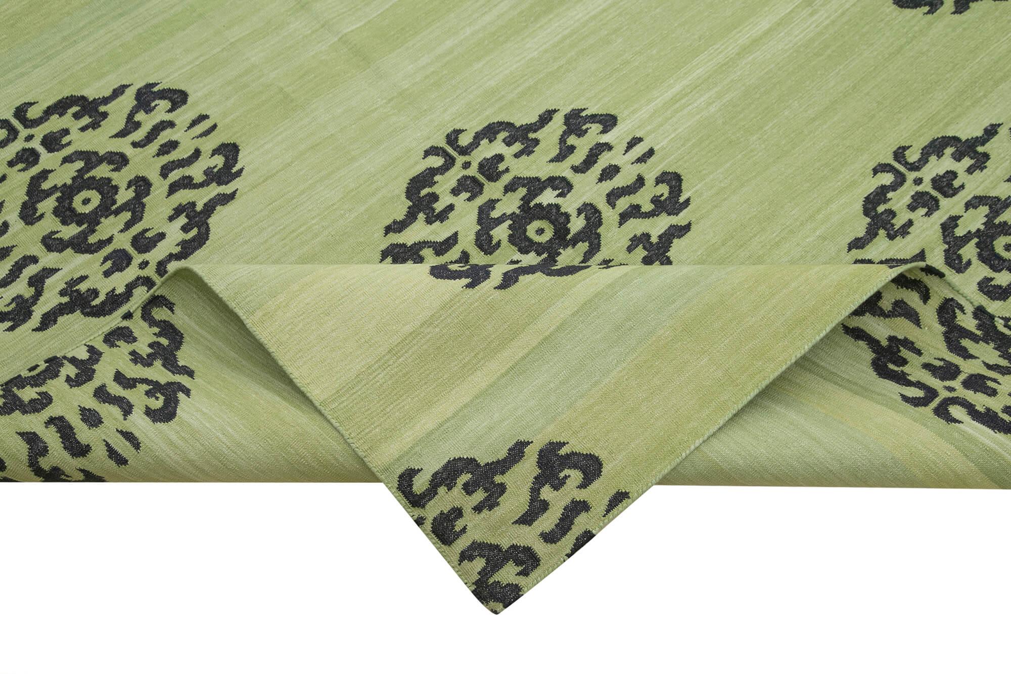 9 x 12 Green Dhurrie Rug - 3040