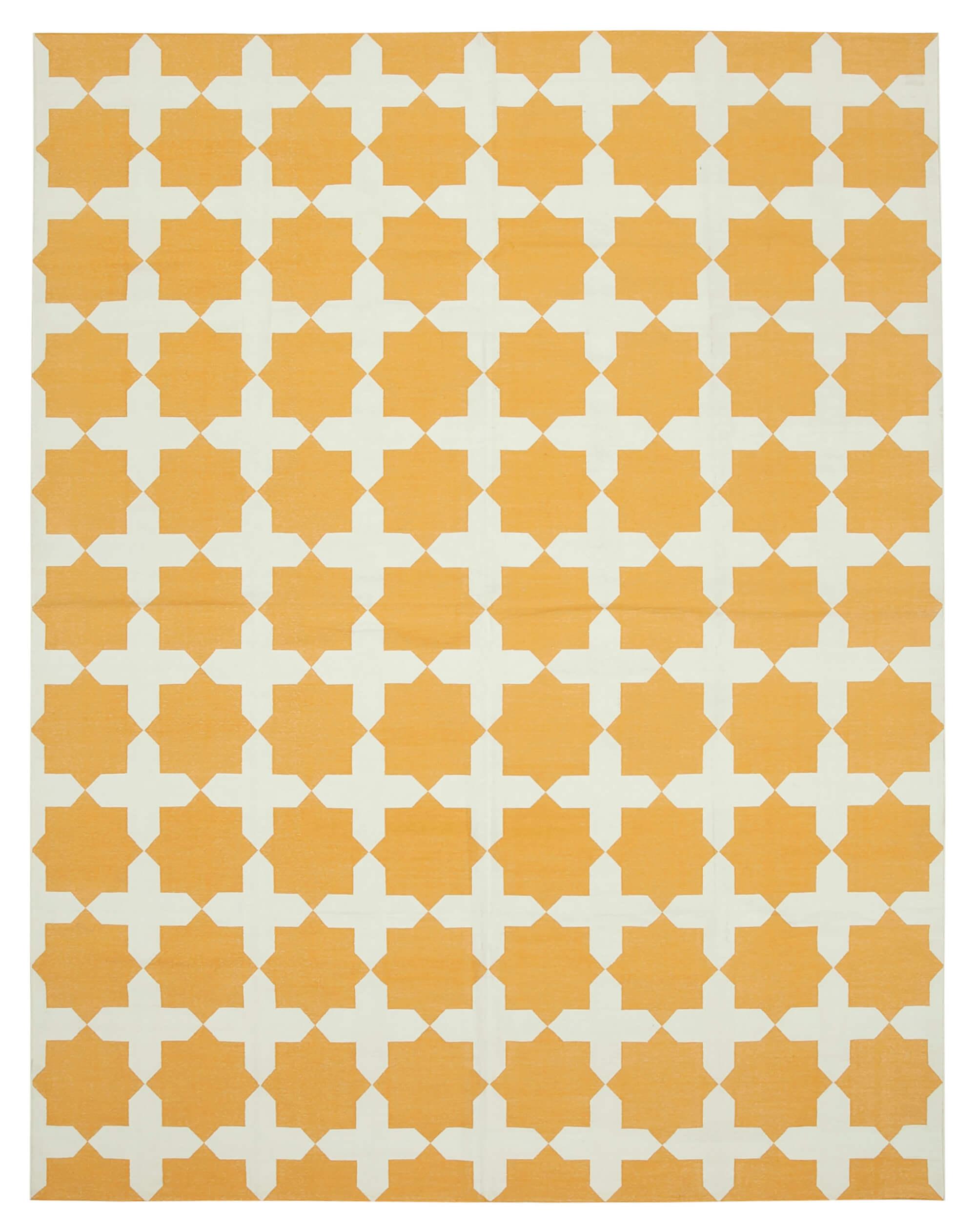 9 x 12 Yellow Dhurrie Rug - 3041