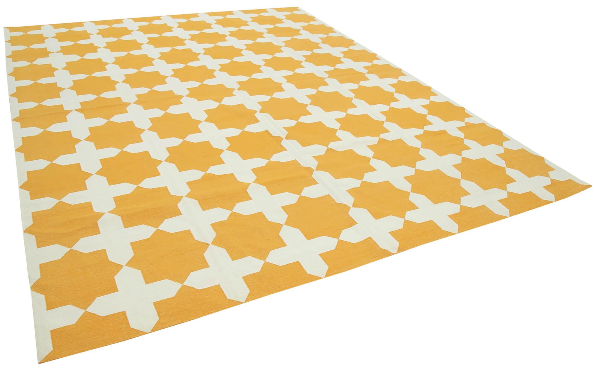 9 x 12 Yellow Dhurrie Rug - 3041