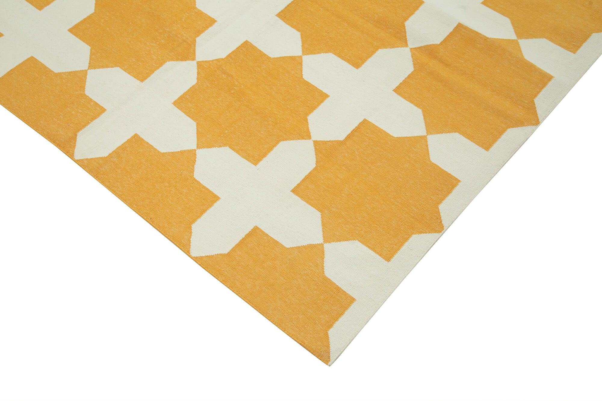 9 x 12 Yellow Dhurrie Rug - 3041