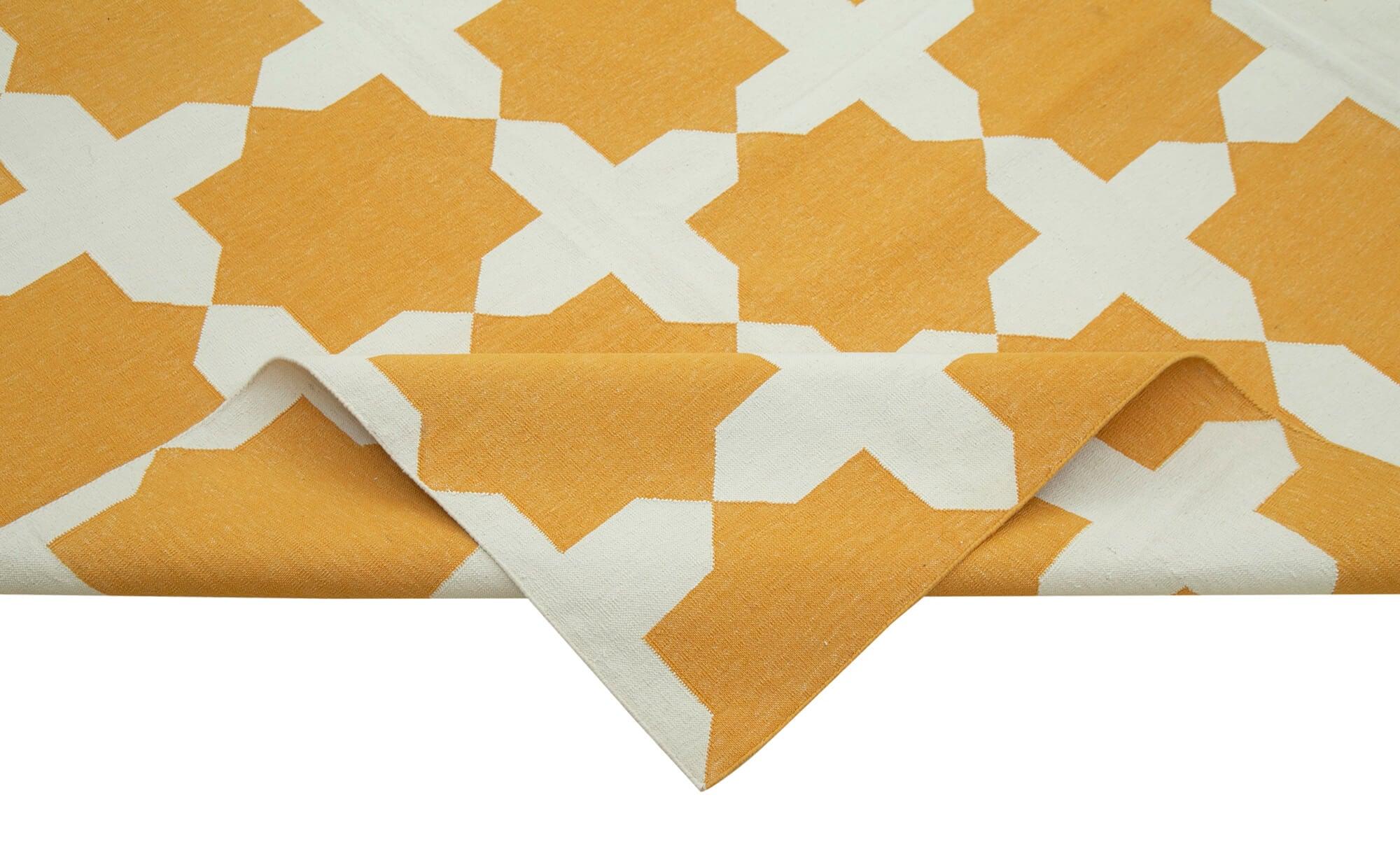 9 x 12 Yellow Dhurrie Rug - 3041