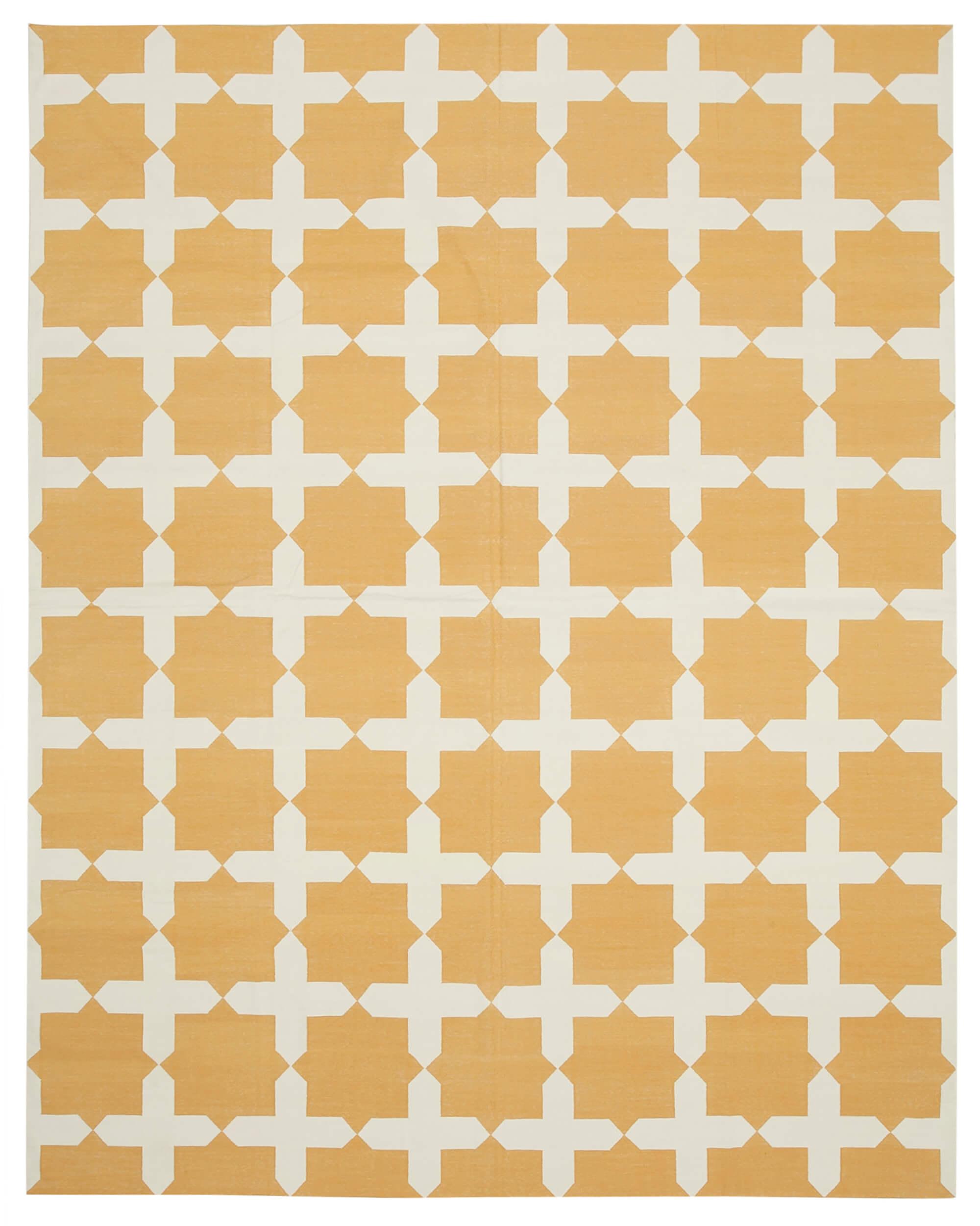 9 x 12 Yellow Dhurrie Rug - 3043