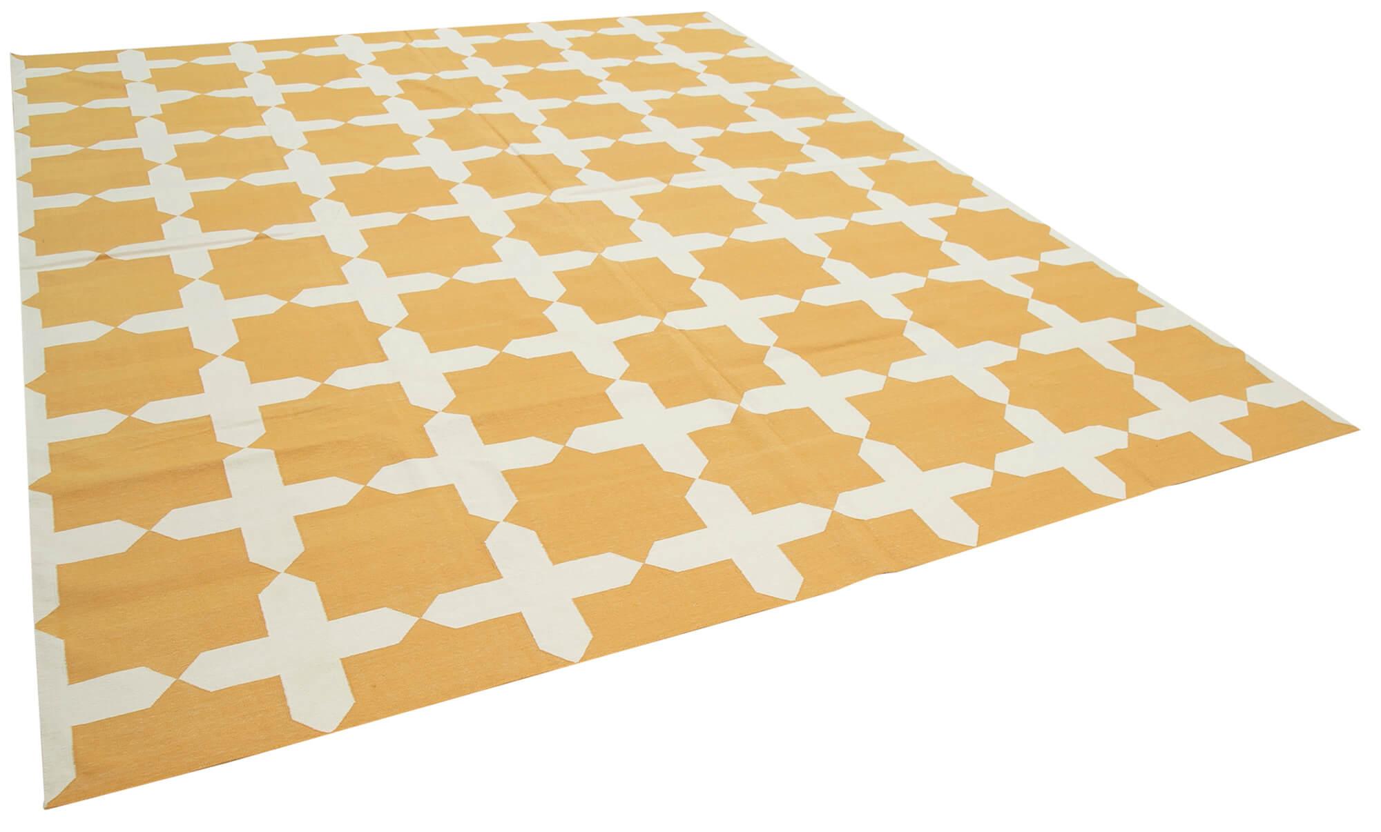 9 x 12 Yellow Dhurrie Rug - 3043