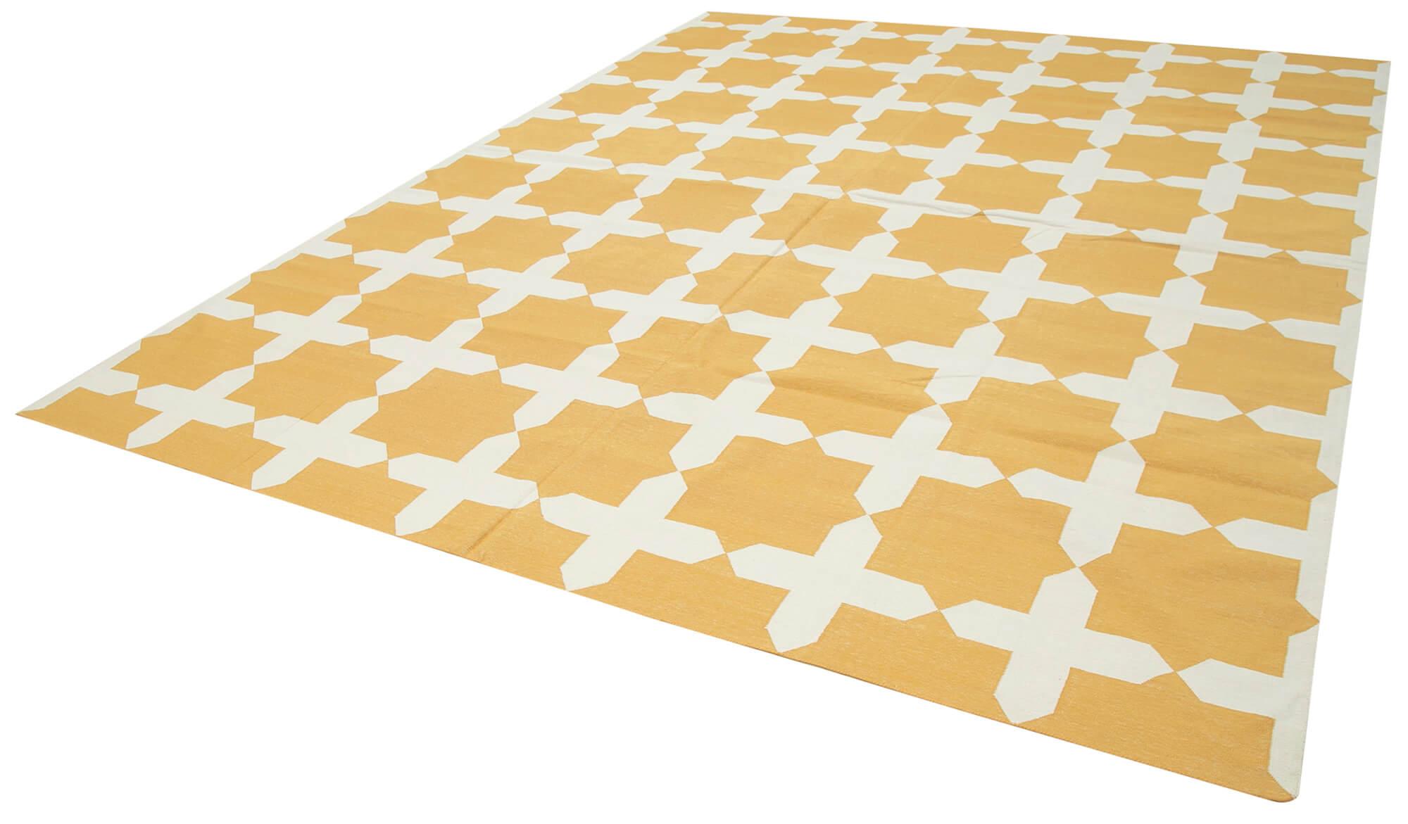 9 x 12 Yellow Dhurrie Rug - 3043