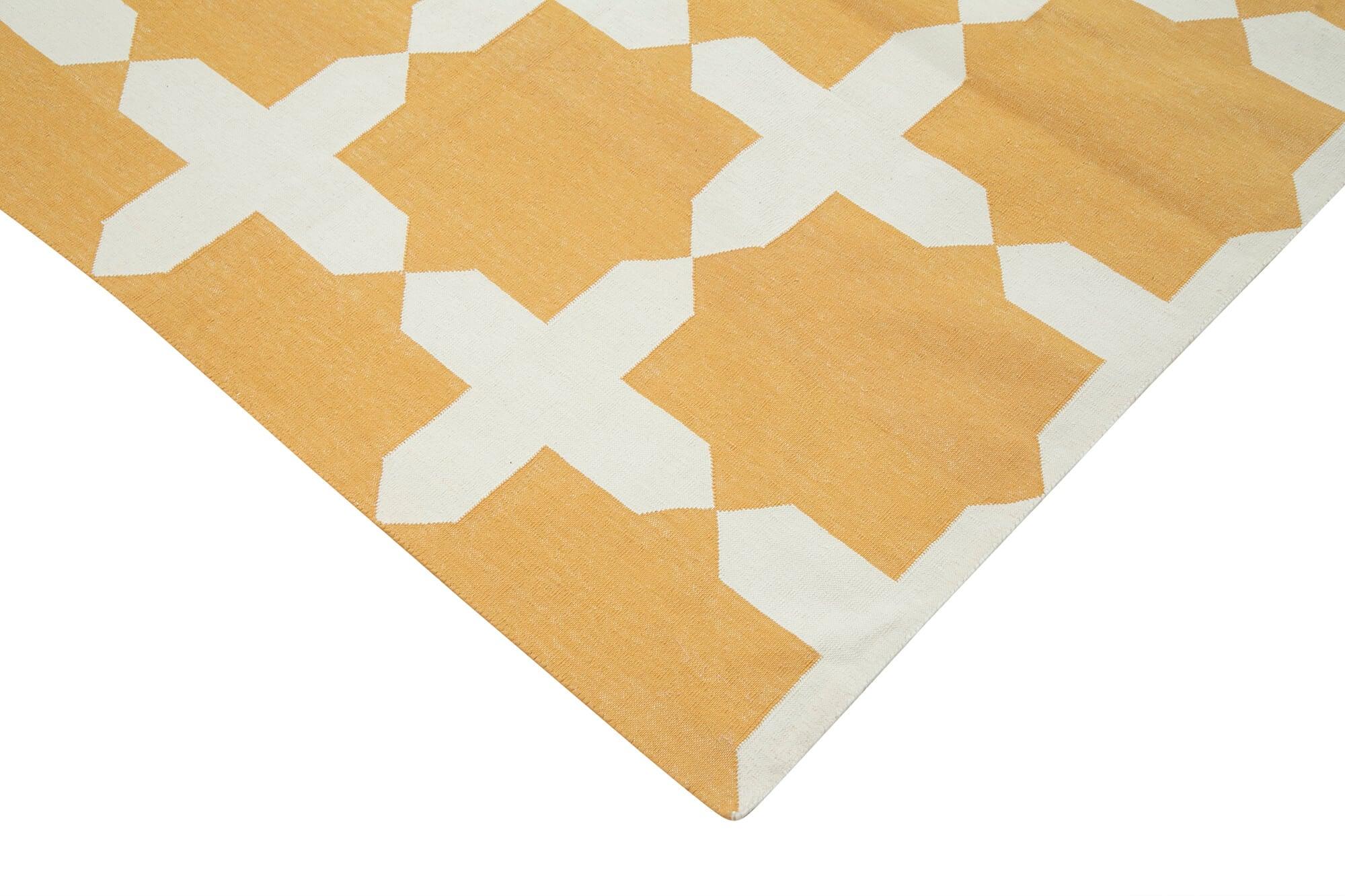 9 x 12 Yellow Dhurrie Rug - 3043