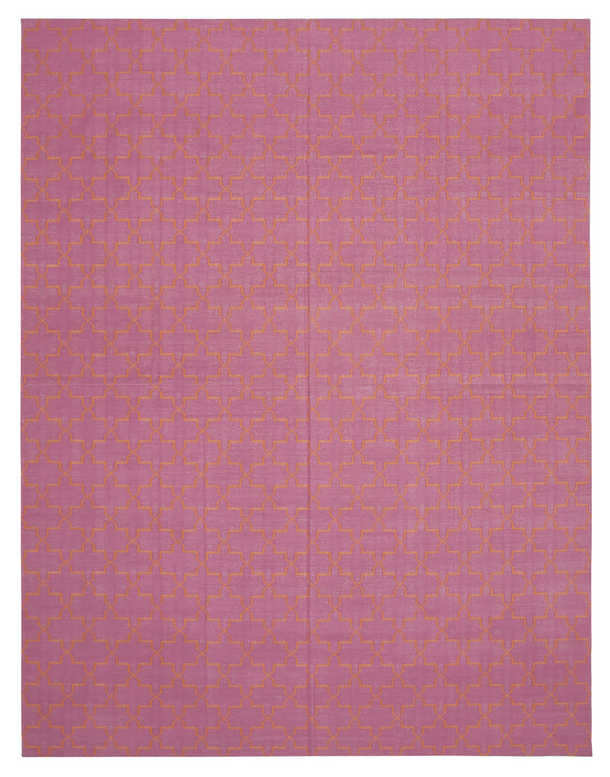 9 x 12 Pink Dhurrie Rug - 3044