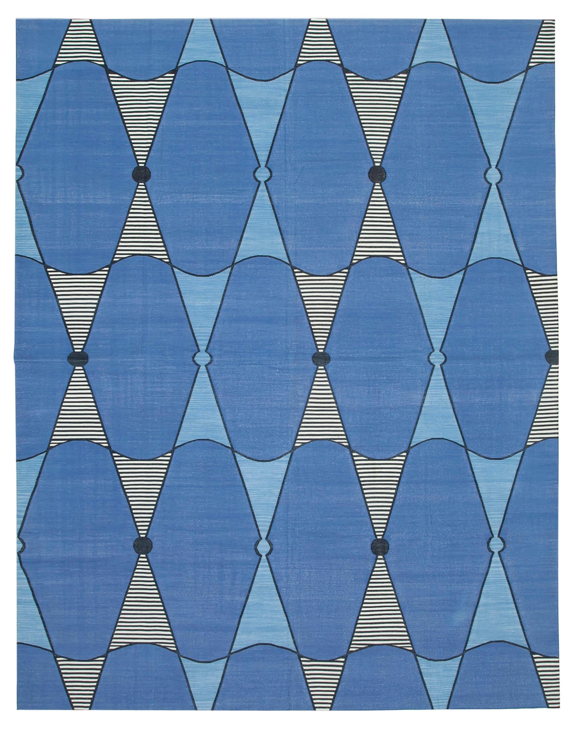 9 x 12 Blue Dhurrie Rug - 3051