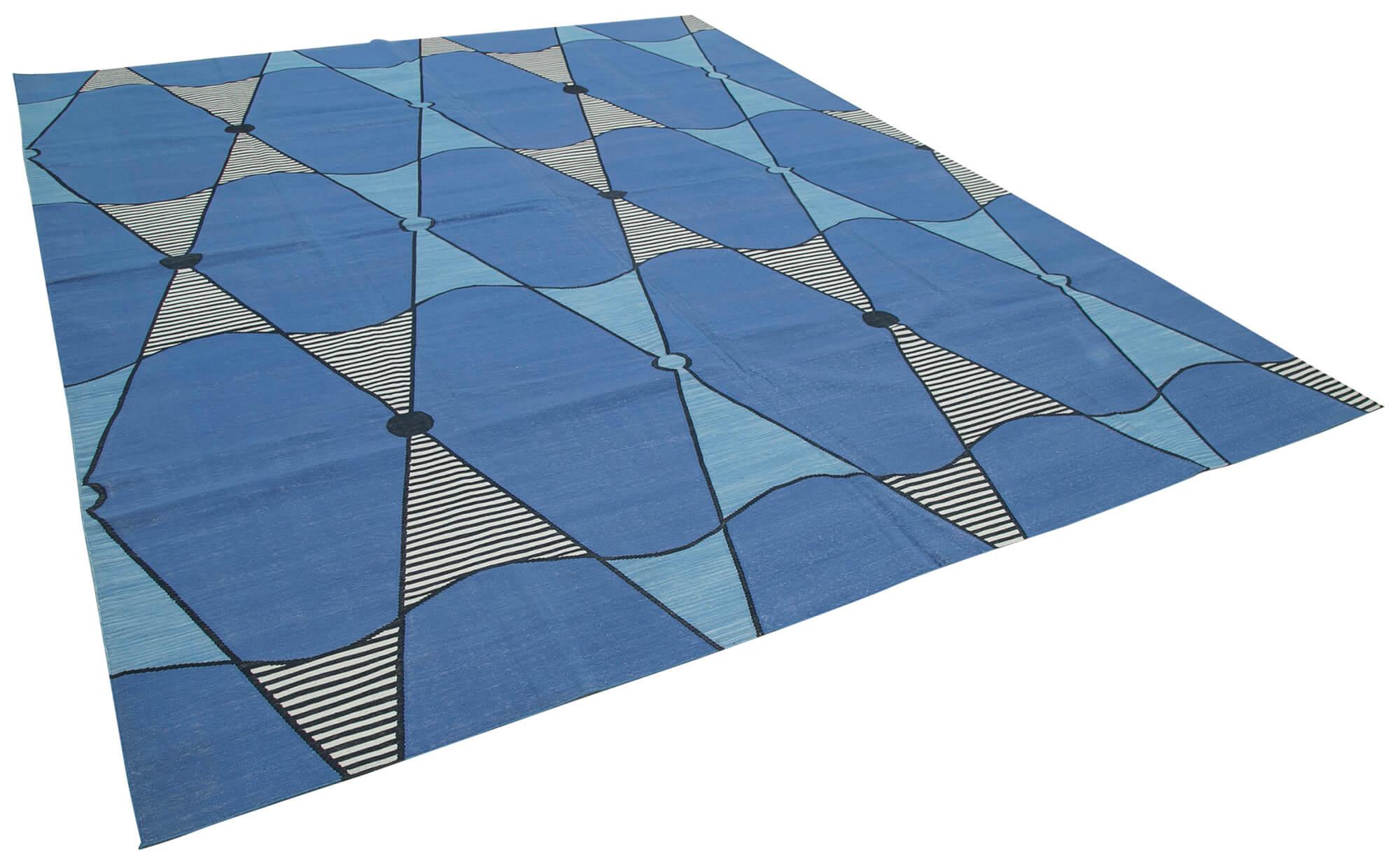 9 x 12 Blue Dhurrie Rug - 3051