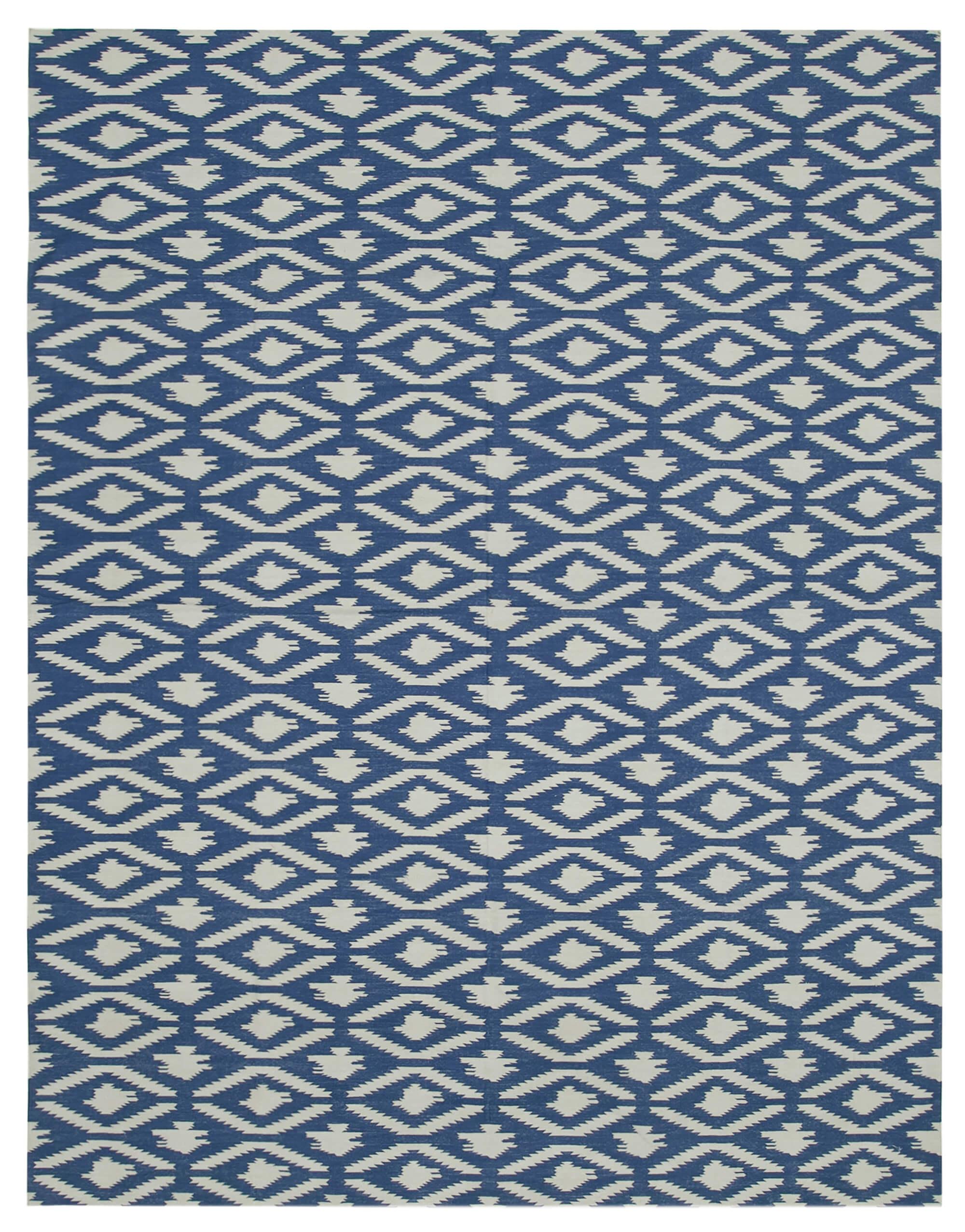 9 x 12 Blue Dhurrie Rug - 3052