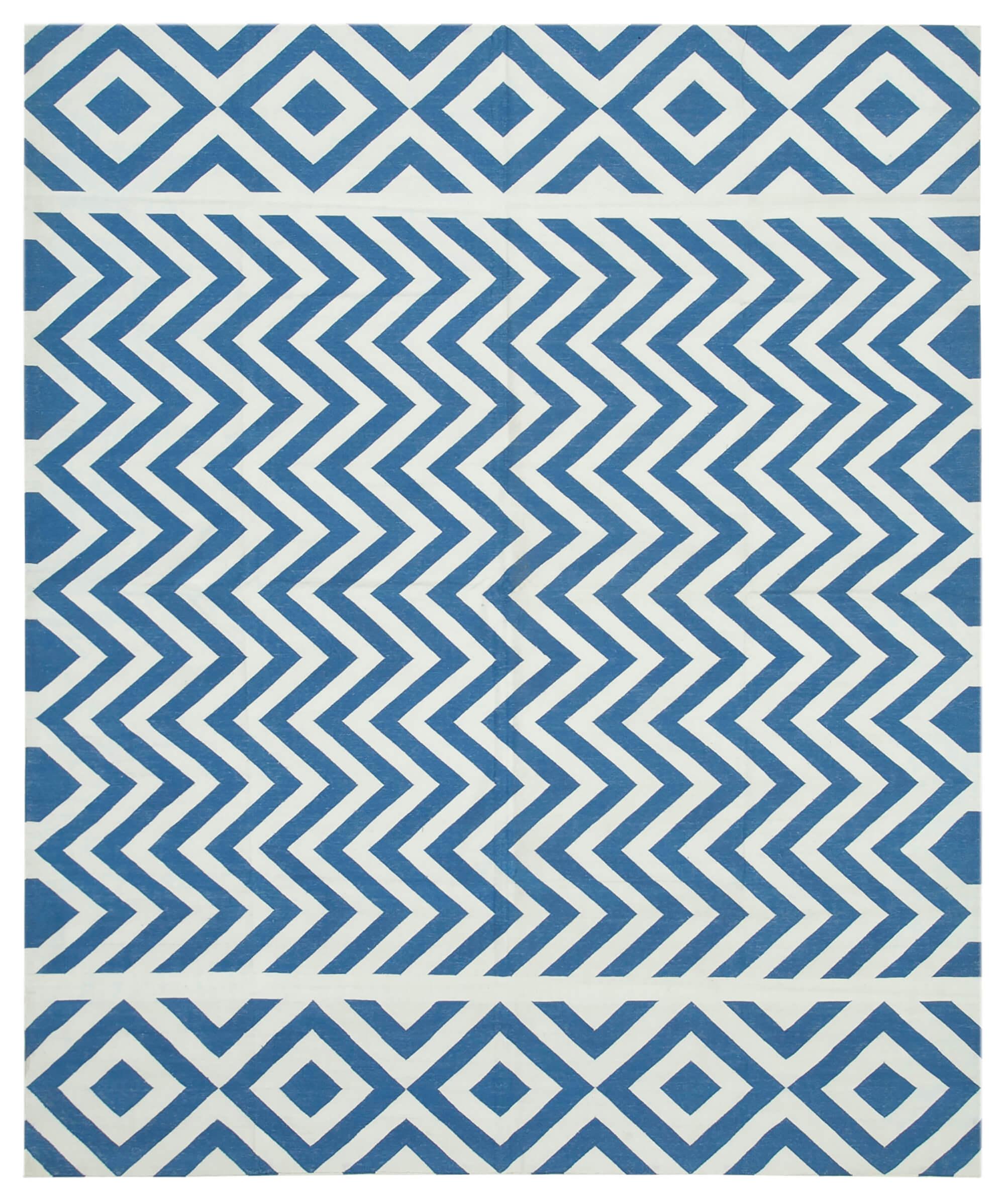 8 x 10 Blue Dhurrie Rug - 3053