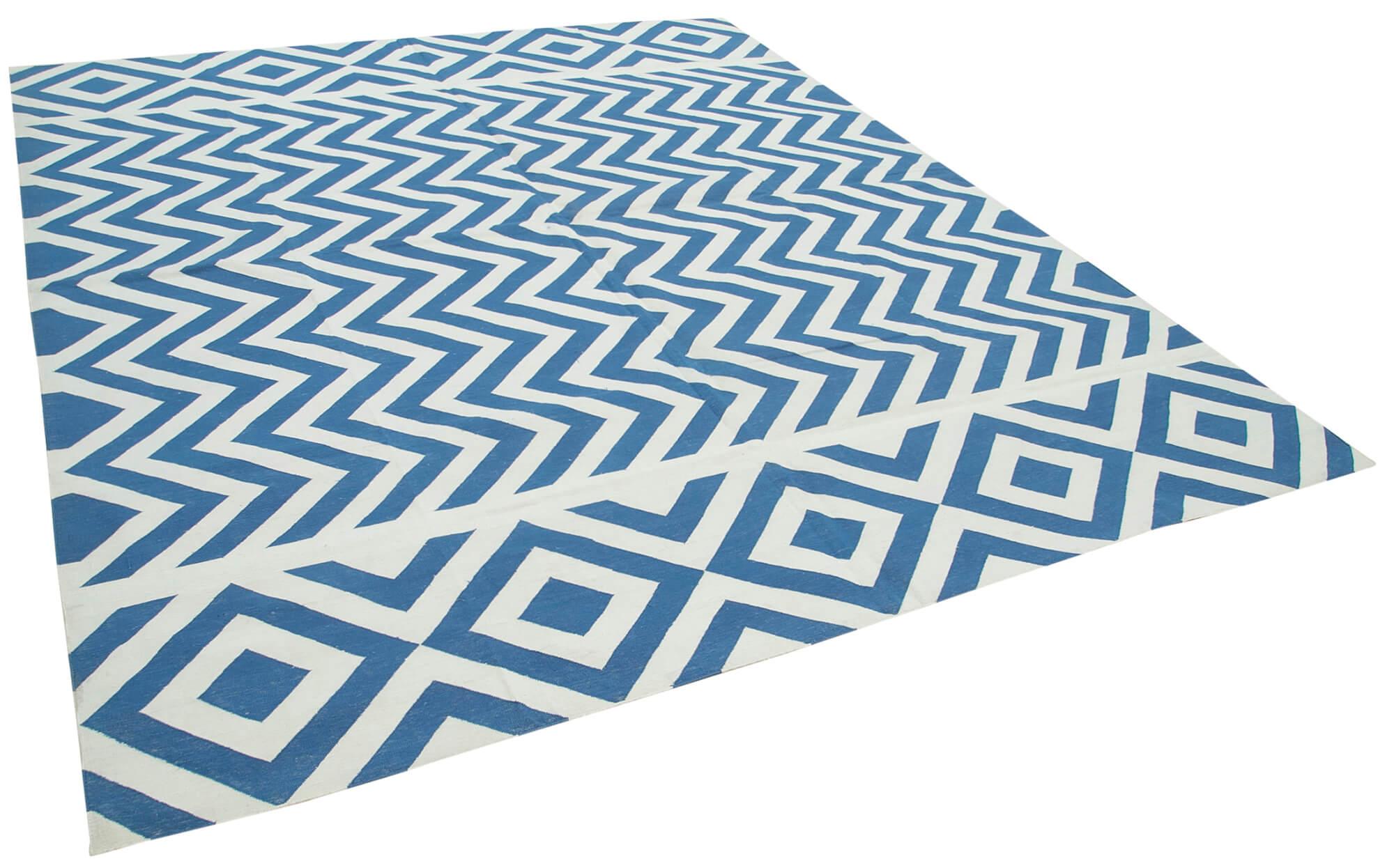 8 x 10 Blue Dhurrie Rug - 3053