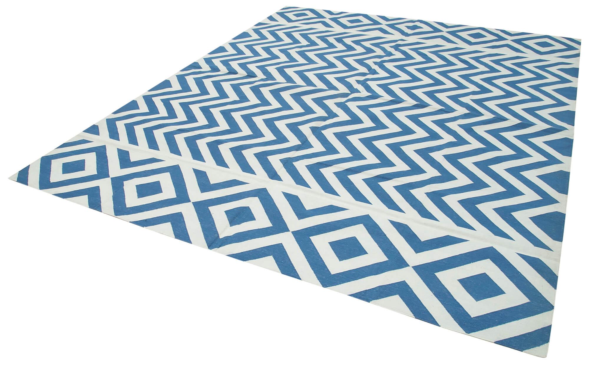 8 x 10 Blue Dhurrie Rug - 3053