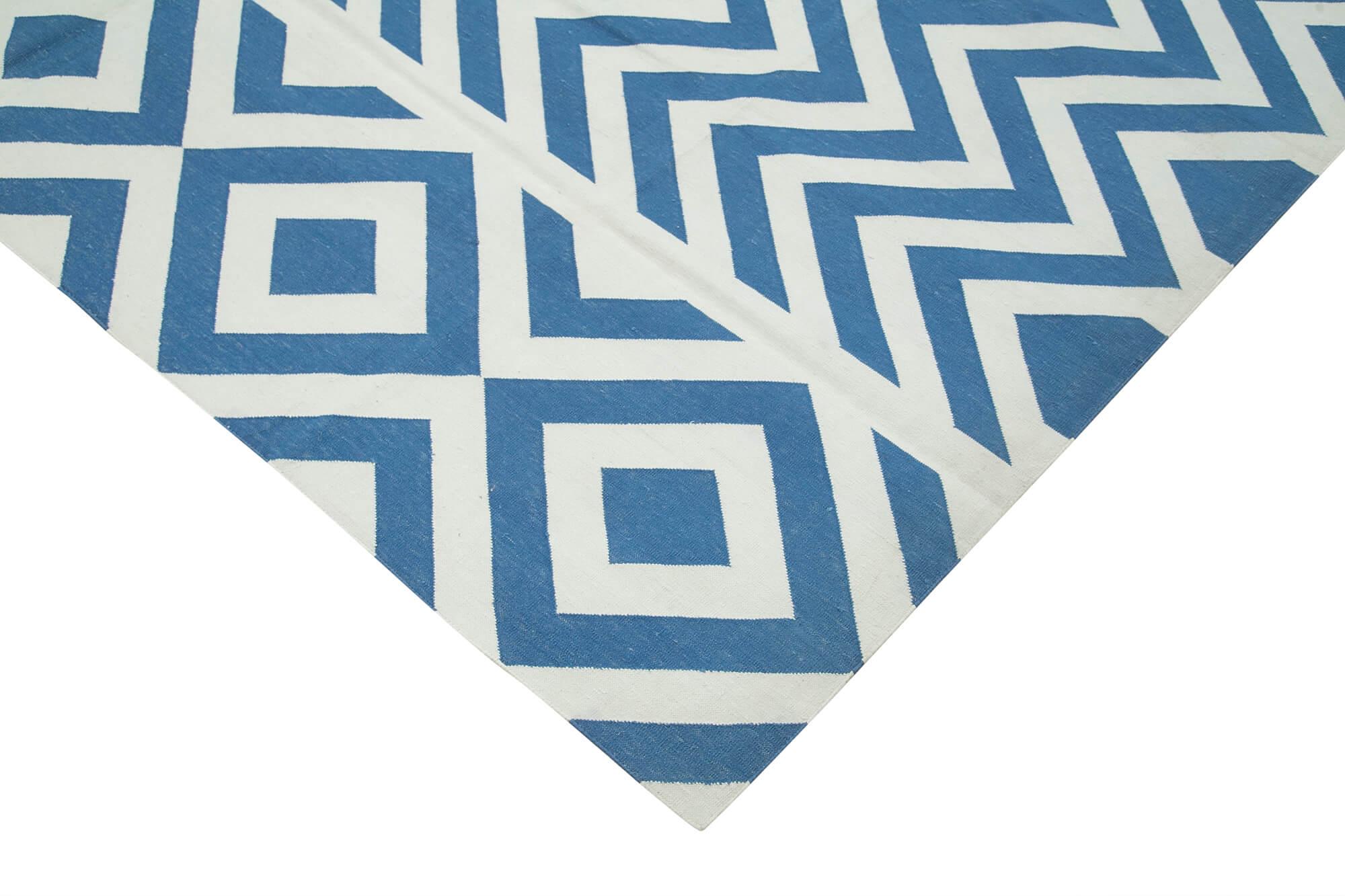 8 x 10 Blue Dhurrie Rug - 3053