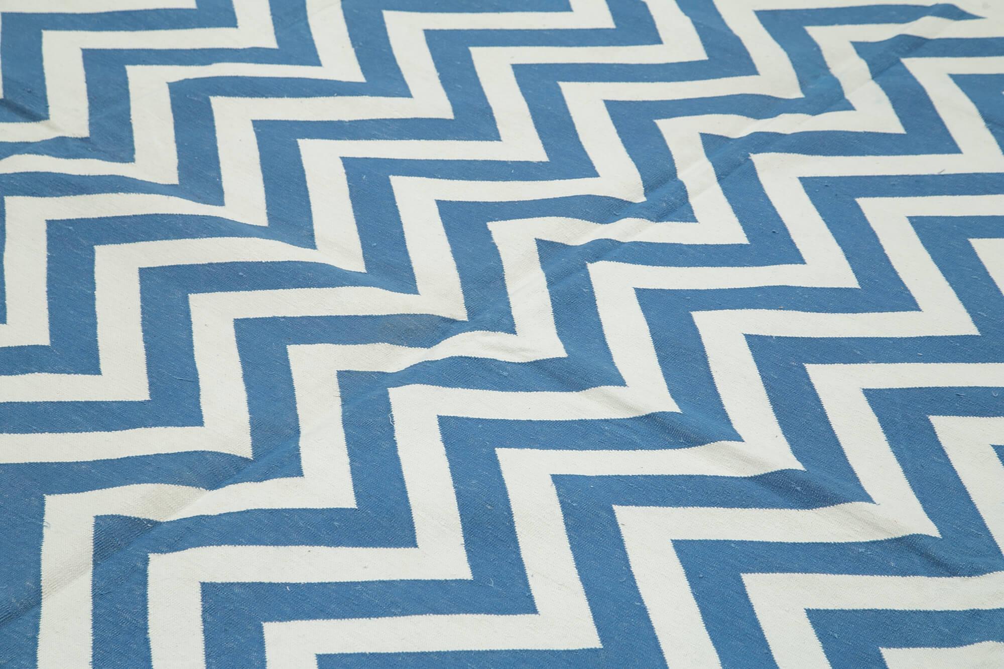 8 x 10 Blue Dhurrie Rug - 3053