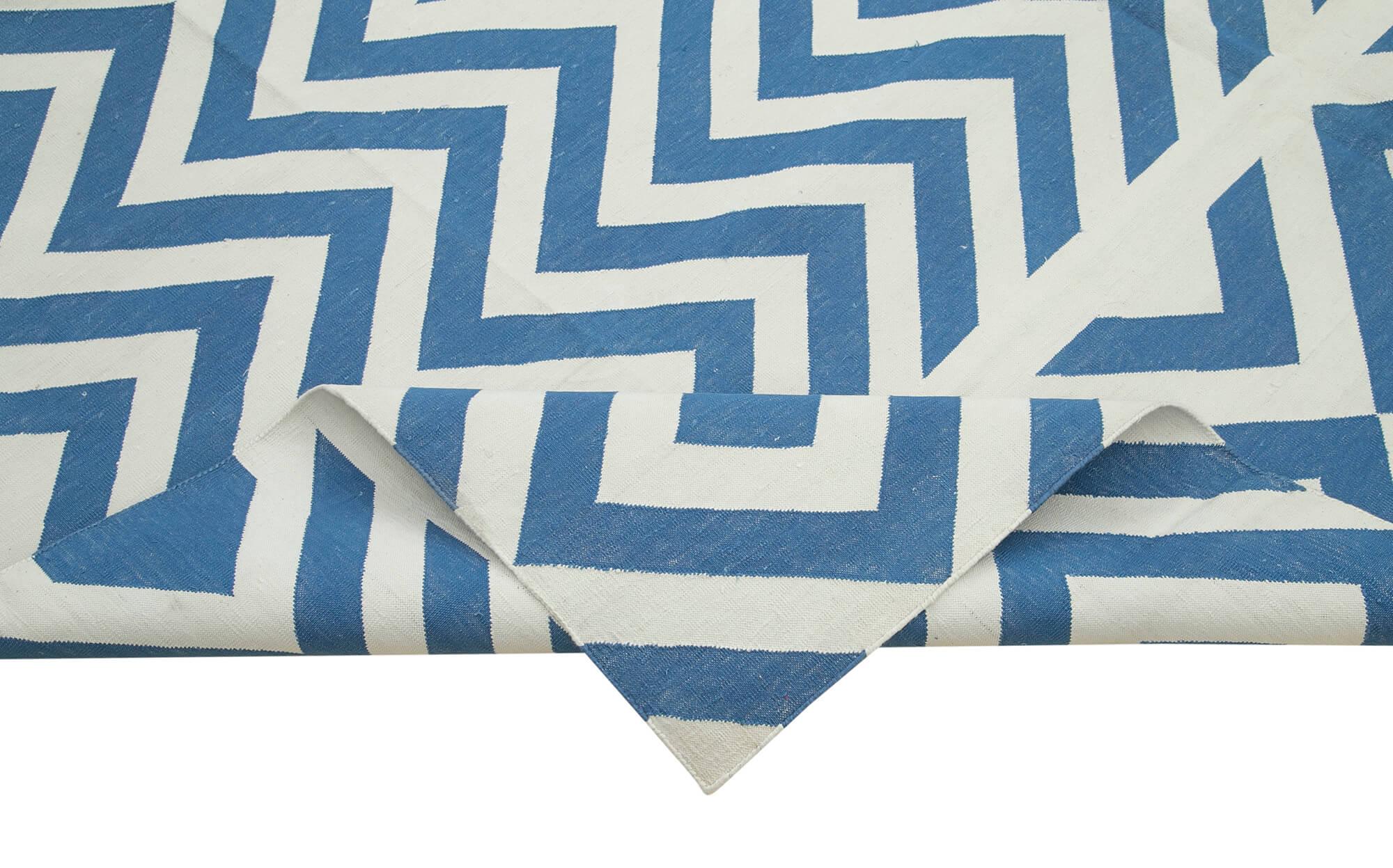 8 x 10 Blue Dhurrie Rug - 3053