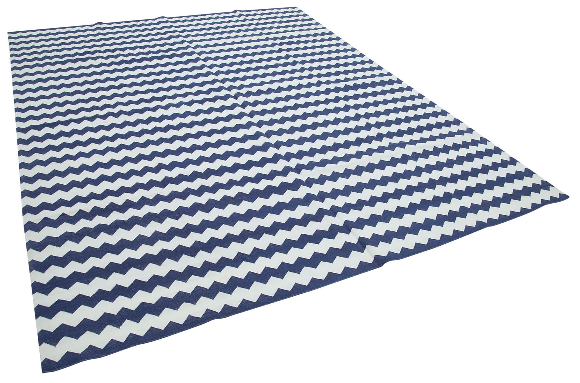 8 x 10 Blue Dhurrie Rug - 3054