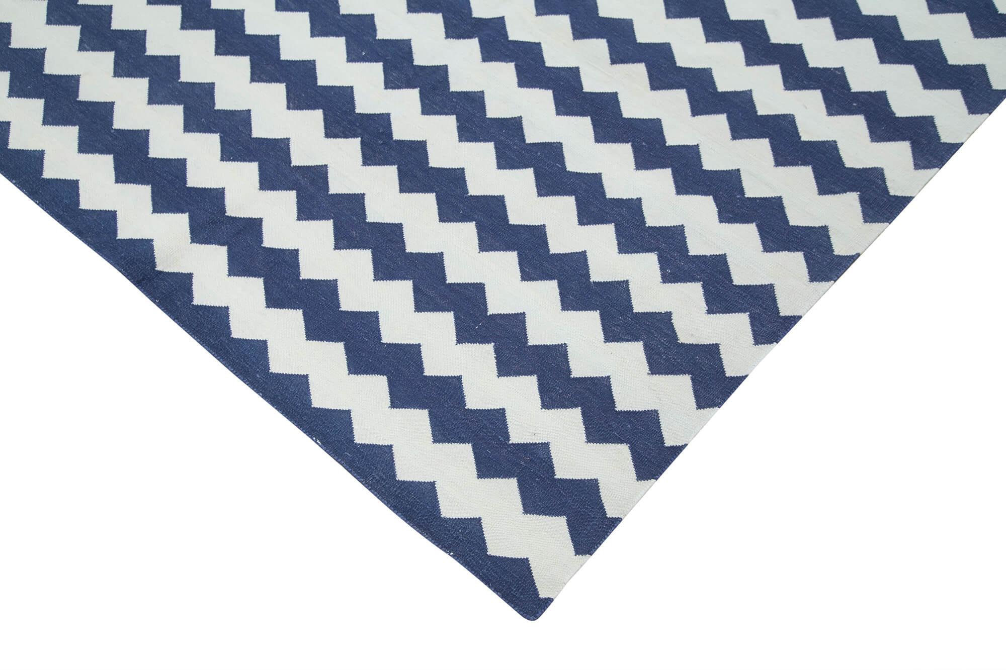 8 x 10 Blue Dhurrie Rug - 3054