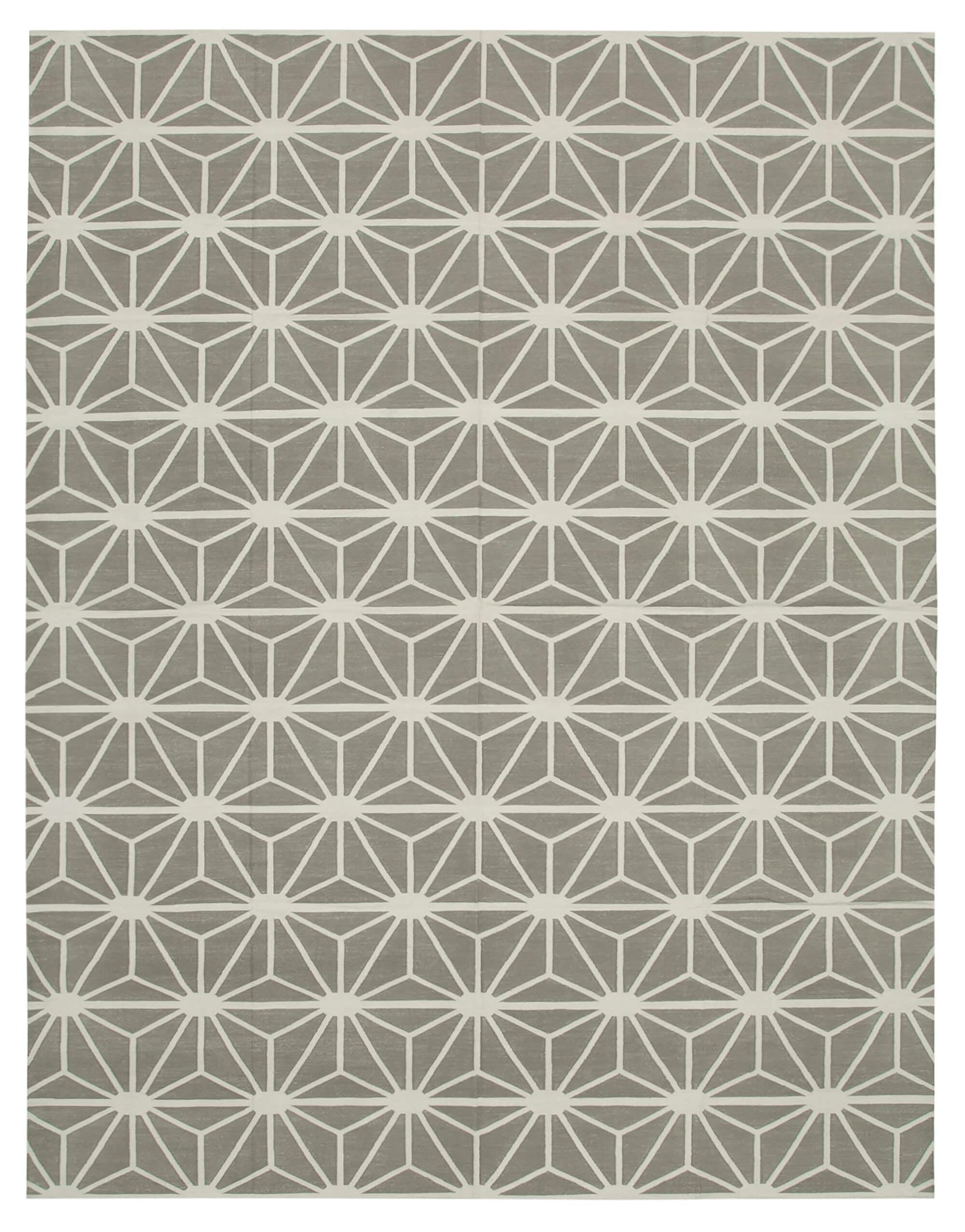 9 x 12 Grey Dhurrie Rug - 3056