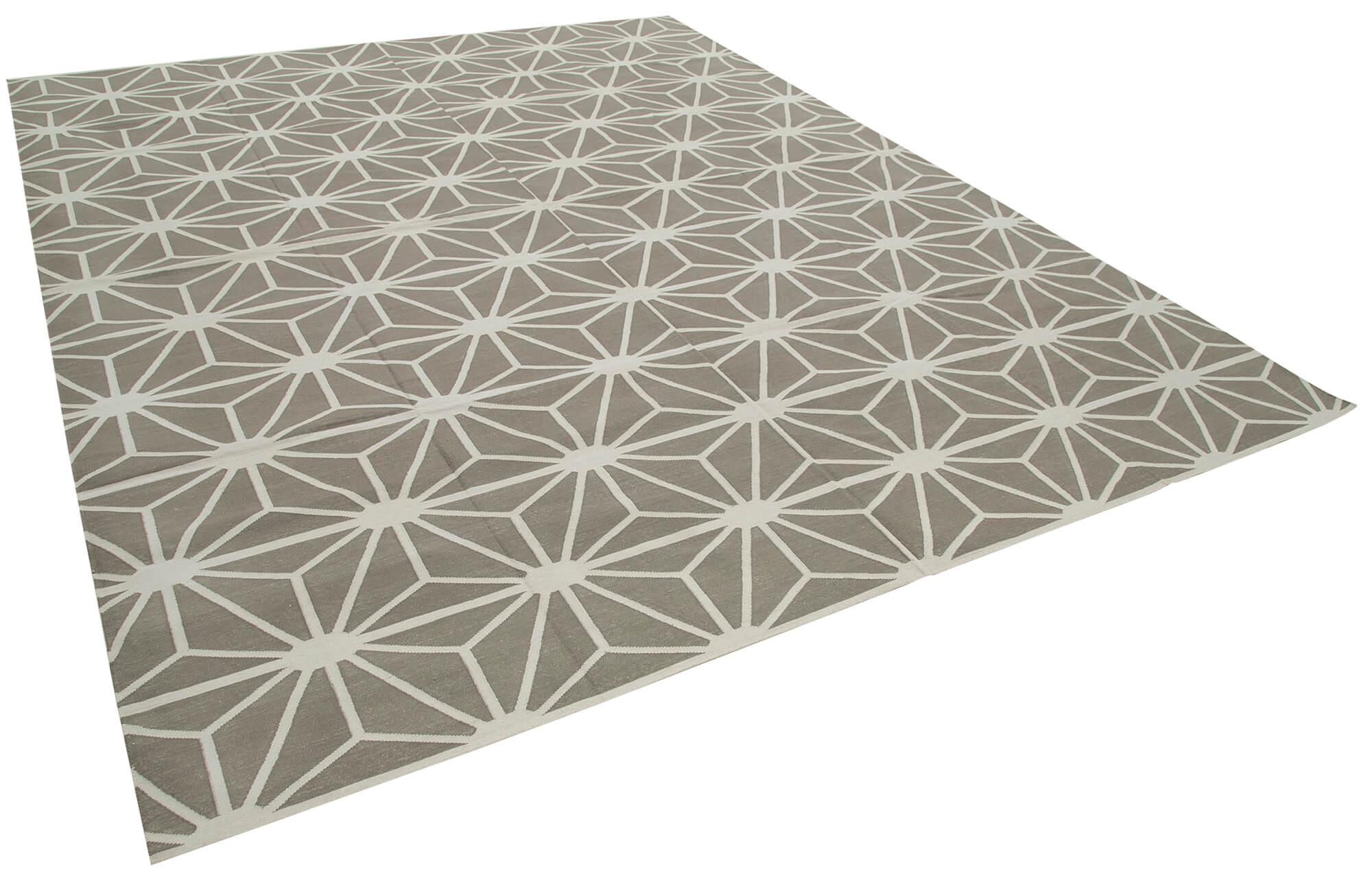 9 x 12 Grey Dhurrie Rug - 3056