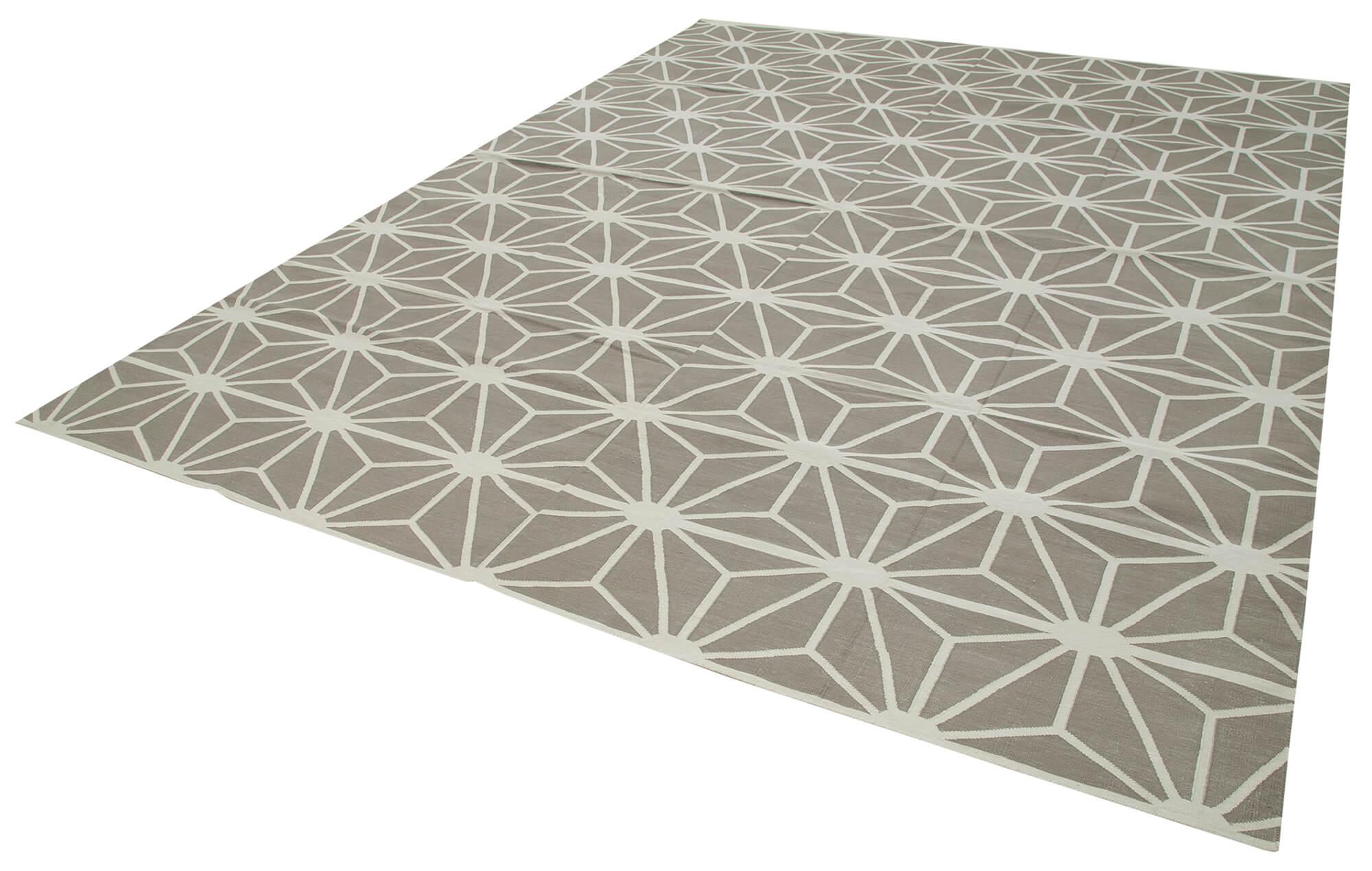 9 x 12 Grey Dhurrie Rug - 3056