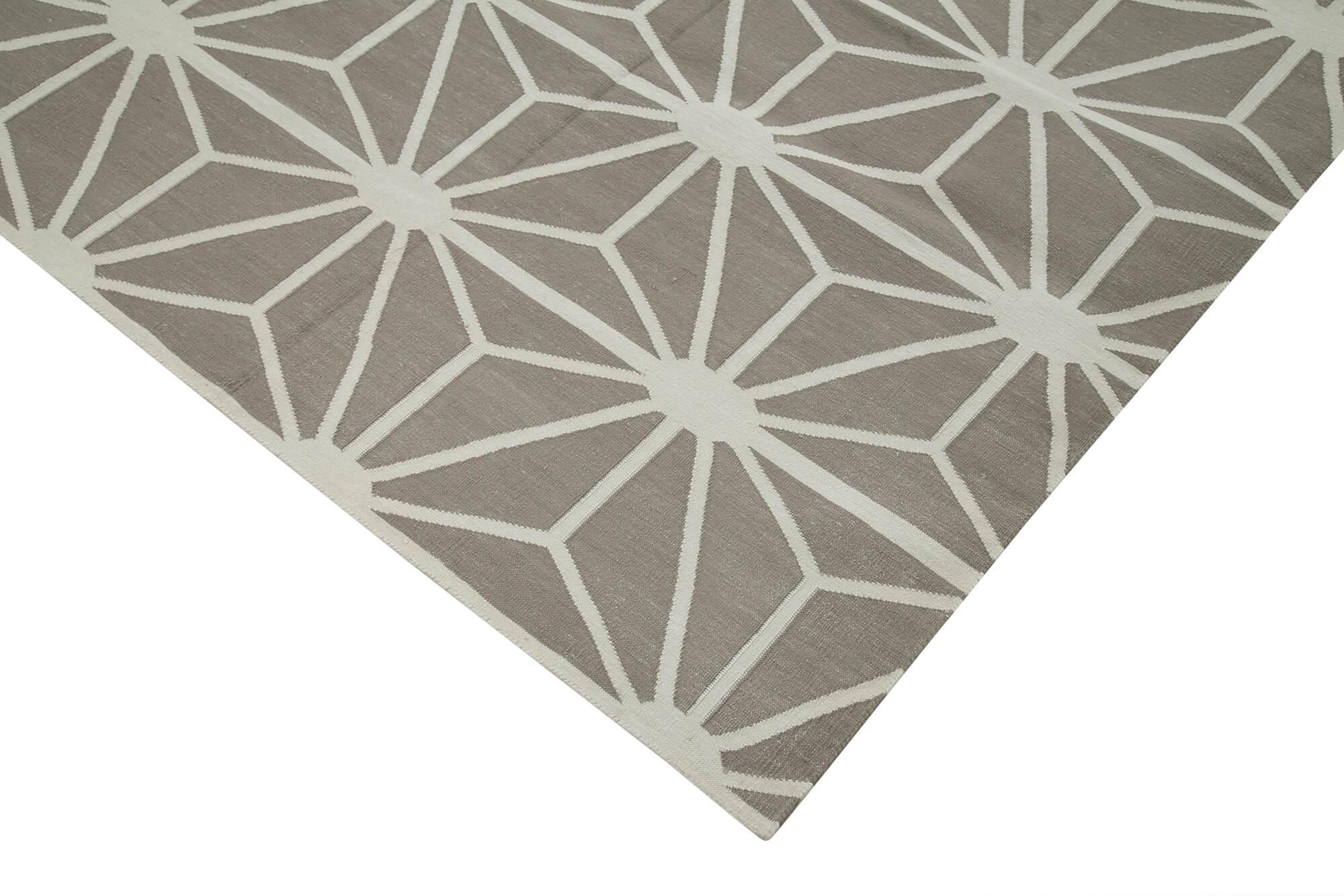 9 x 12 Grey Dhurrie Rug - 3056