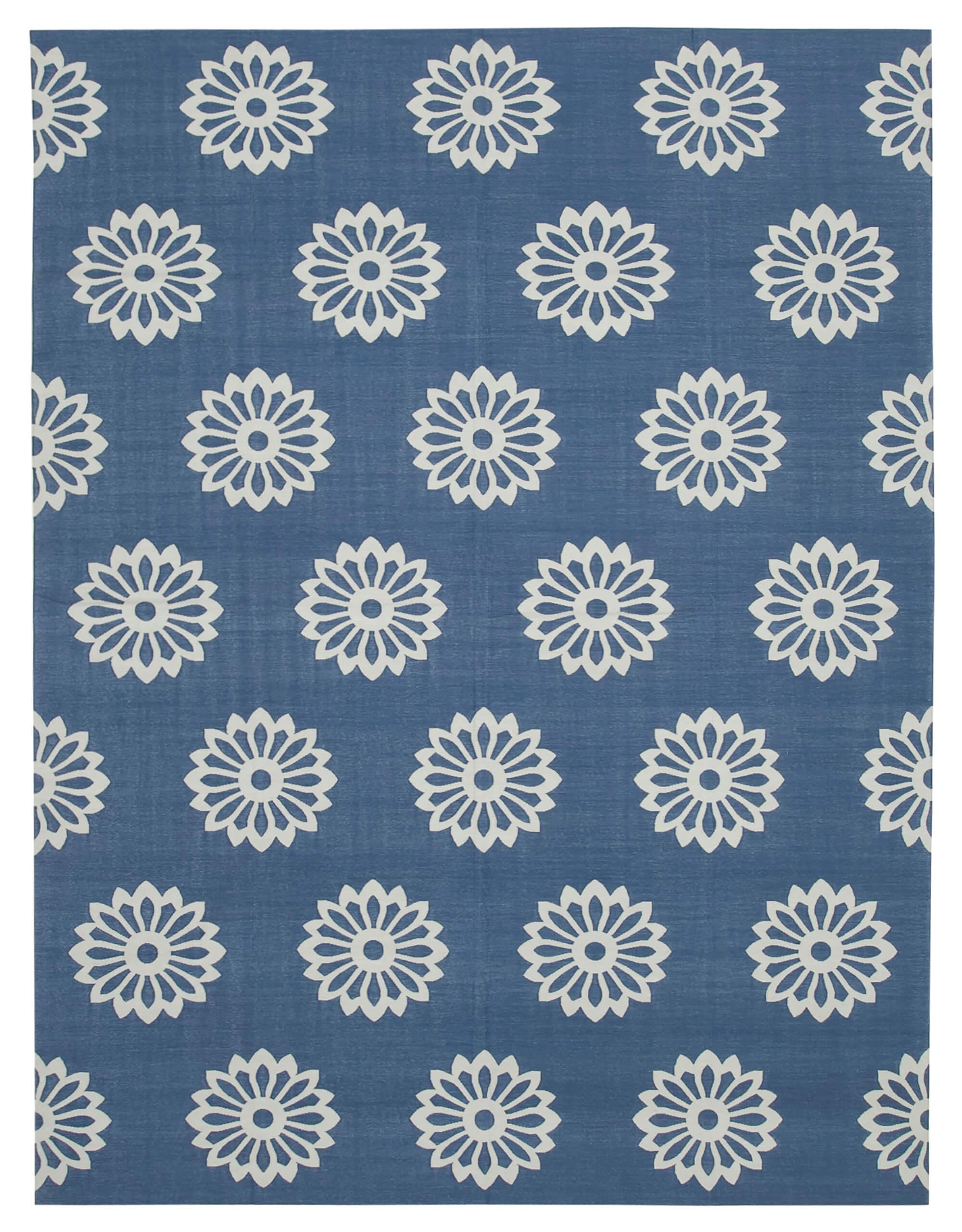 9 x 12 Blue Dhurrie Rug - 3058