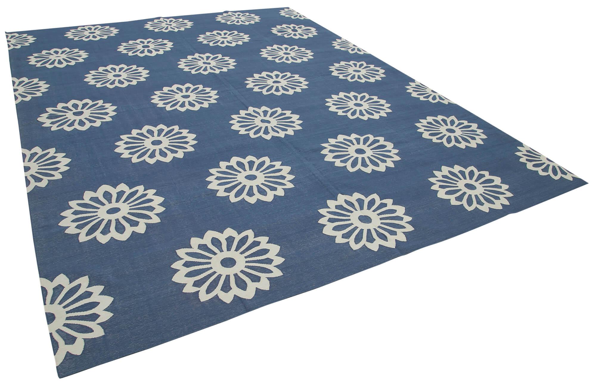 9 x 12 Blue Dhurrie Rug - 3058