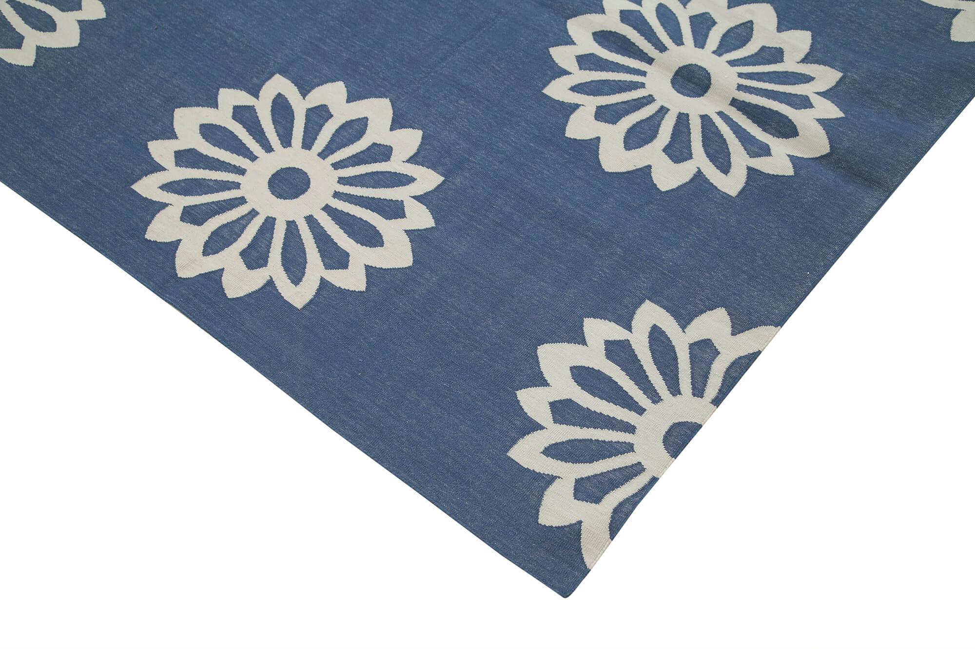 9 x 12 Blue Dhurrie Rug - 3058