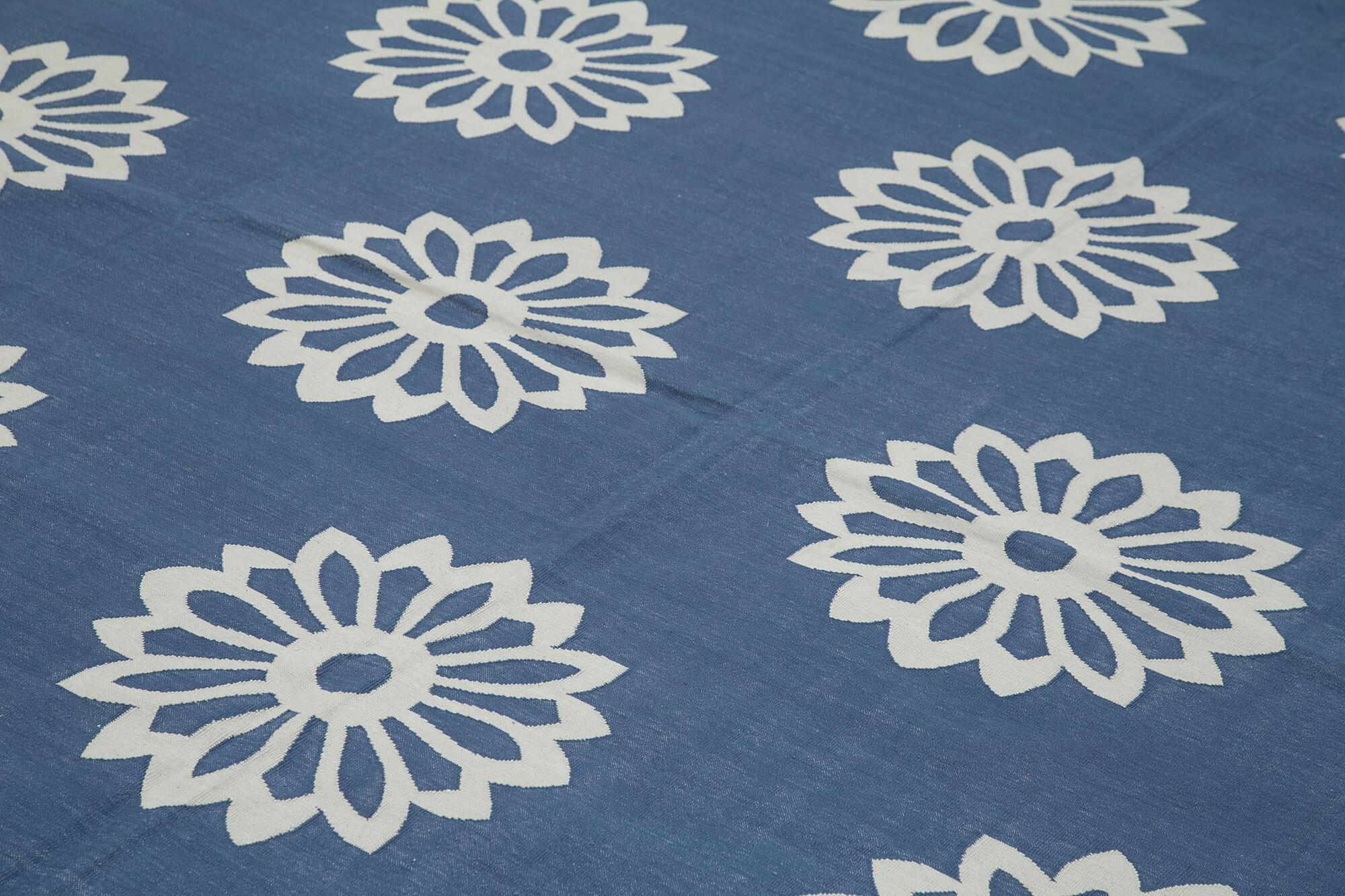 9 x 12 Blue Dhurrie Rug - 3058