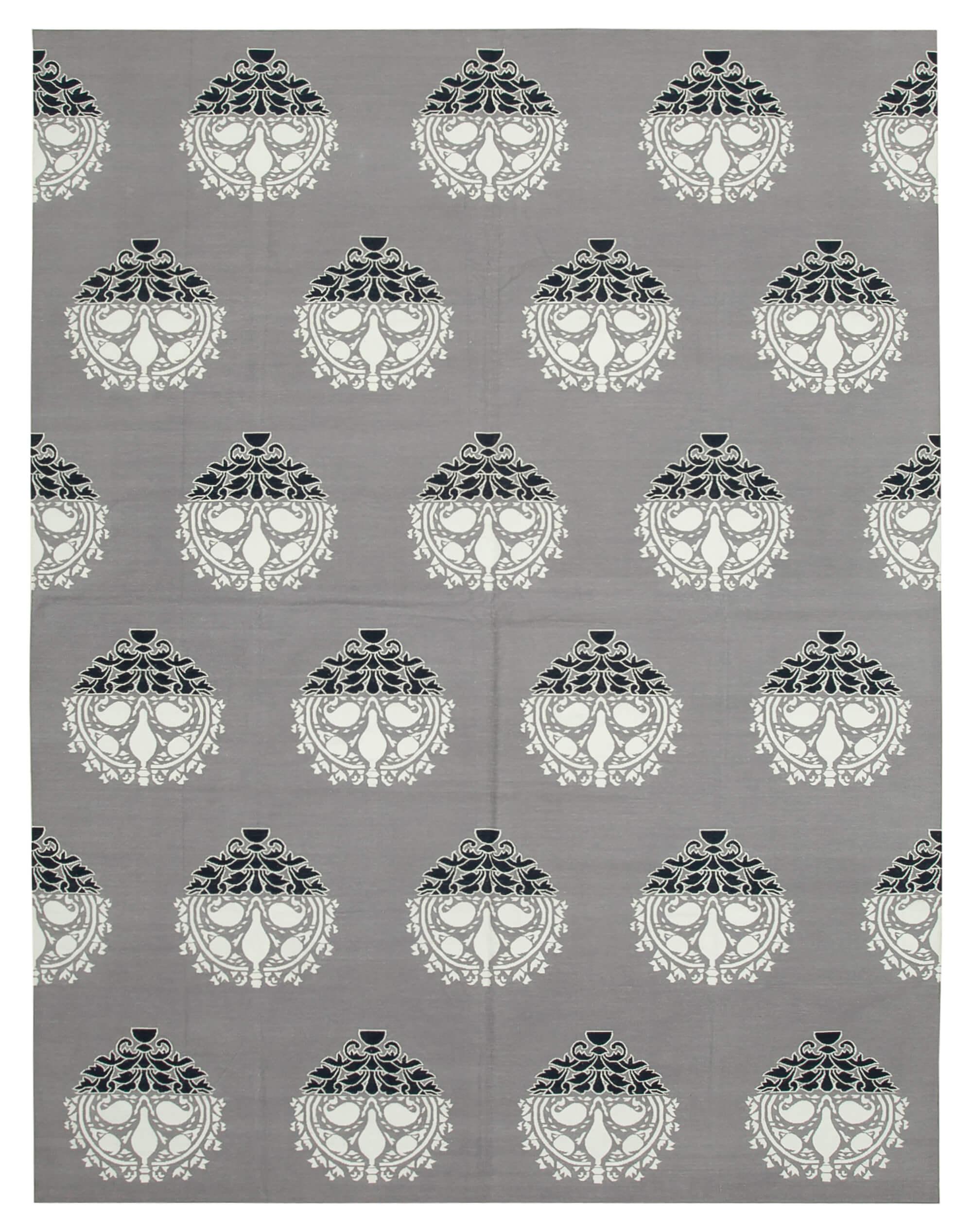 9 x 12 Grey Dhurrie Rug - 3060