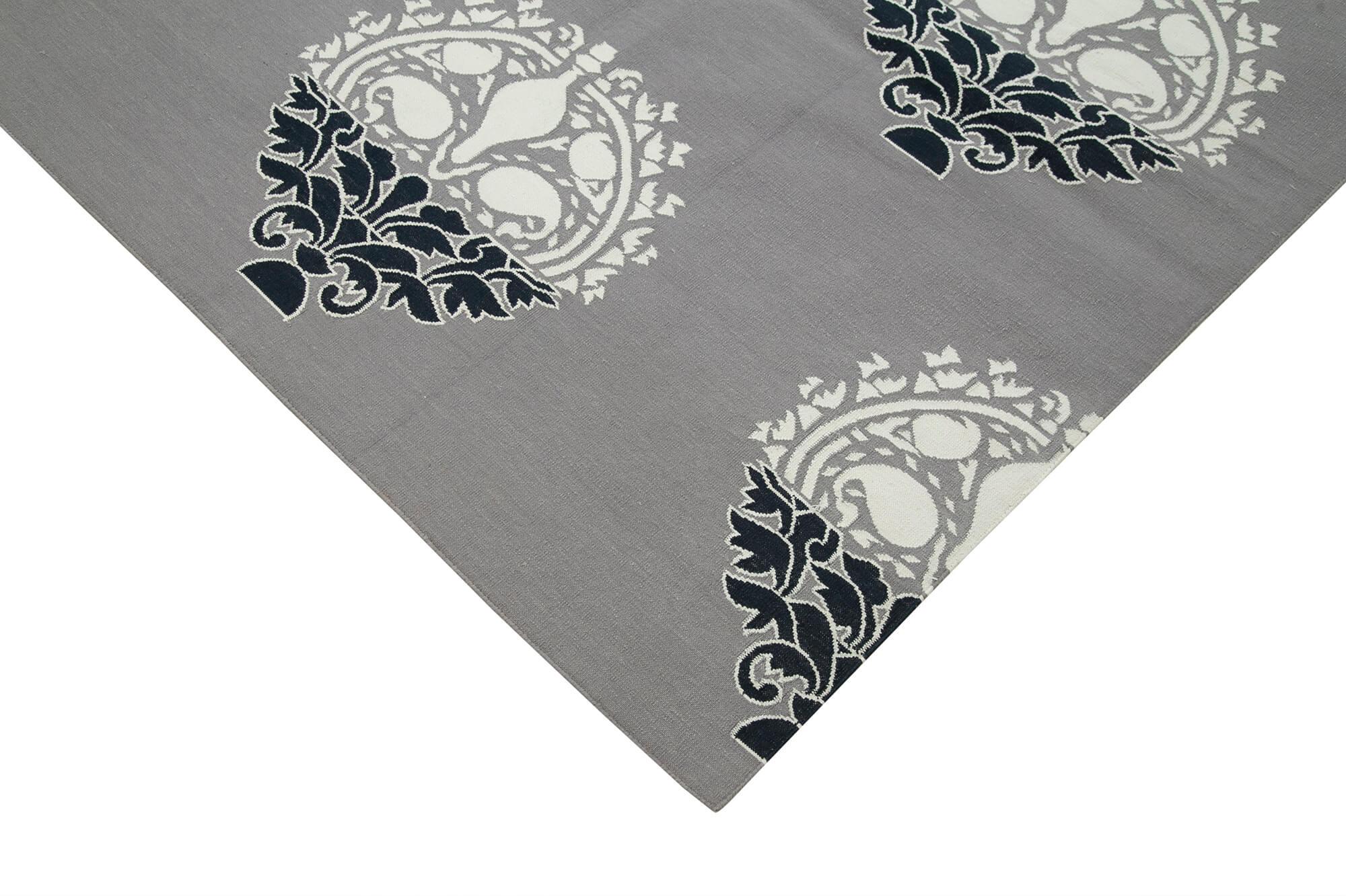 9 x 12 Grey Dhurrie Rug - 3060