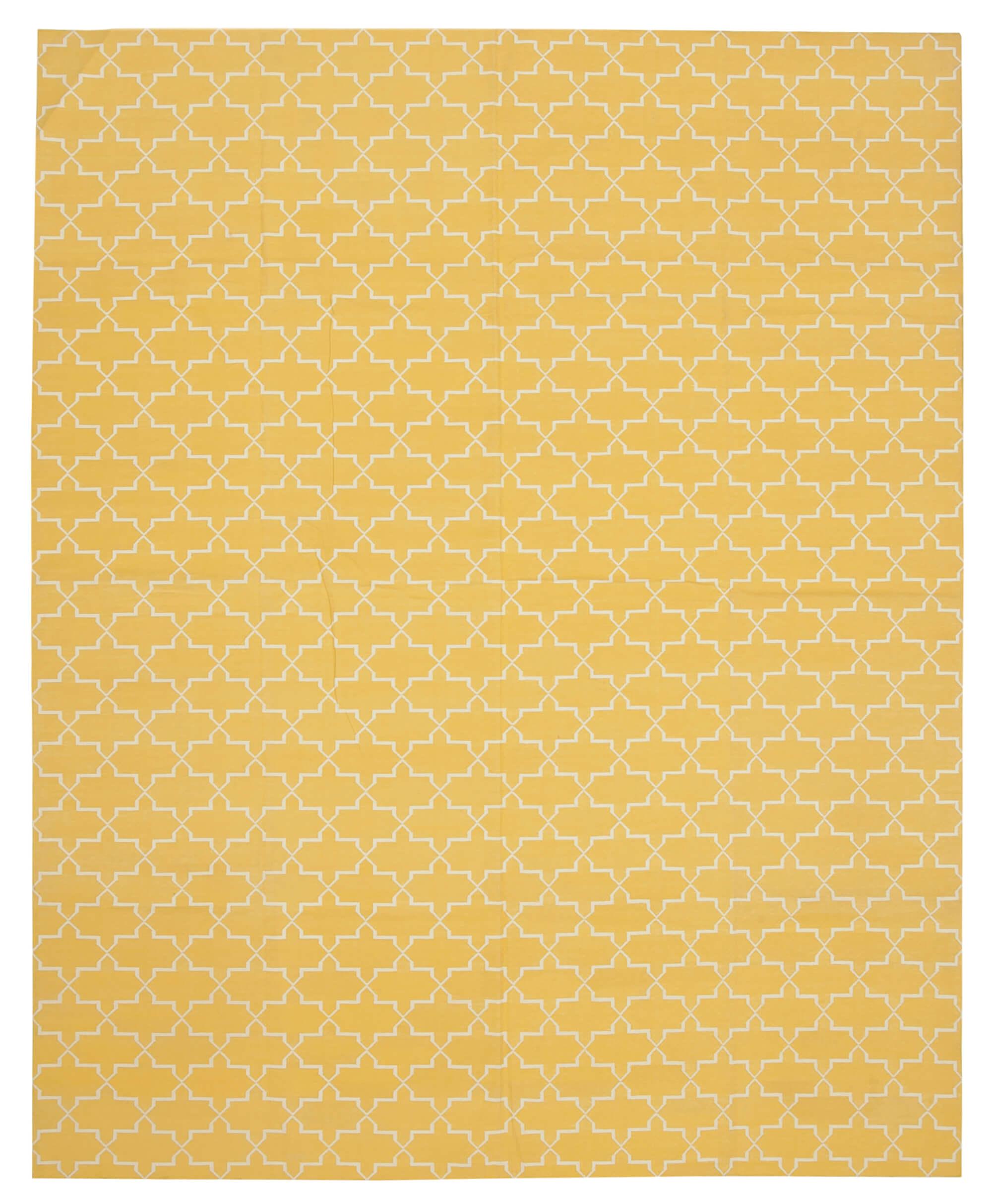 9 x 12 Yellow Dhurrie Rug - 3061