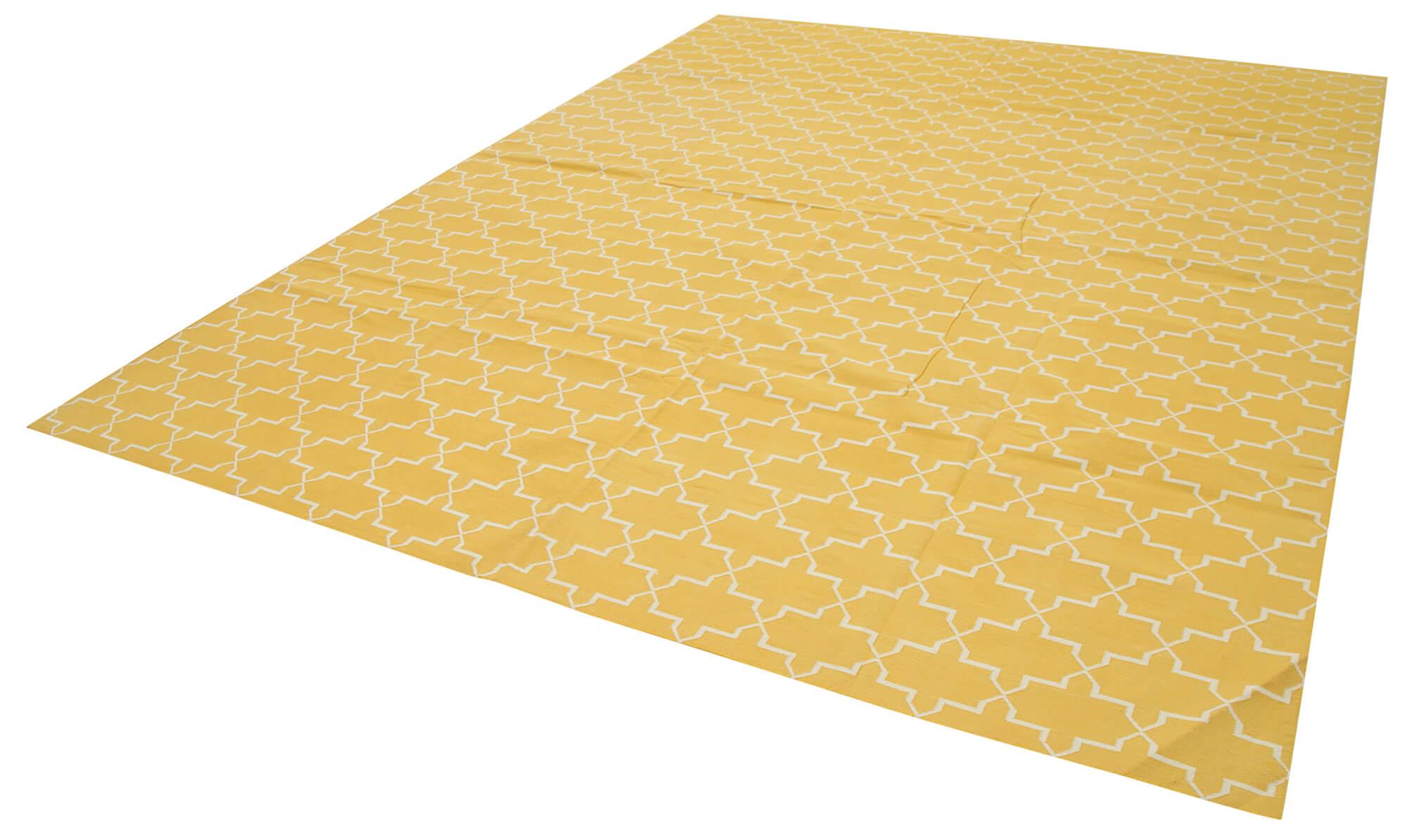 9 x 12 Yellow Dhurrie Rug - 3061