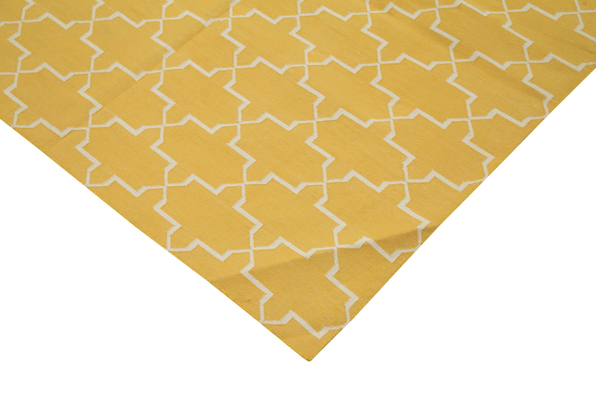 9 x 12 Yellow Dhurrie Rug - 3061