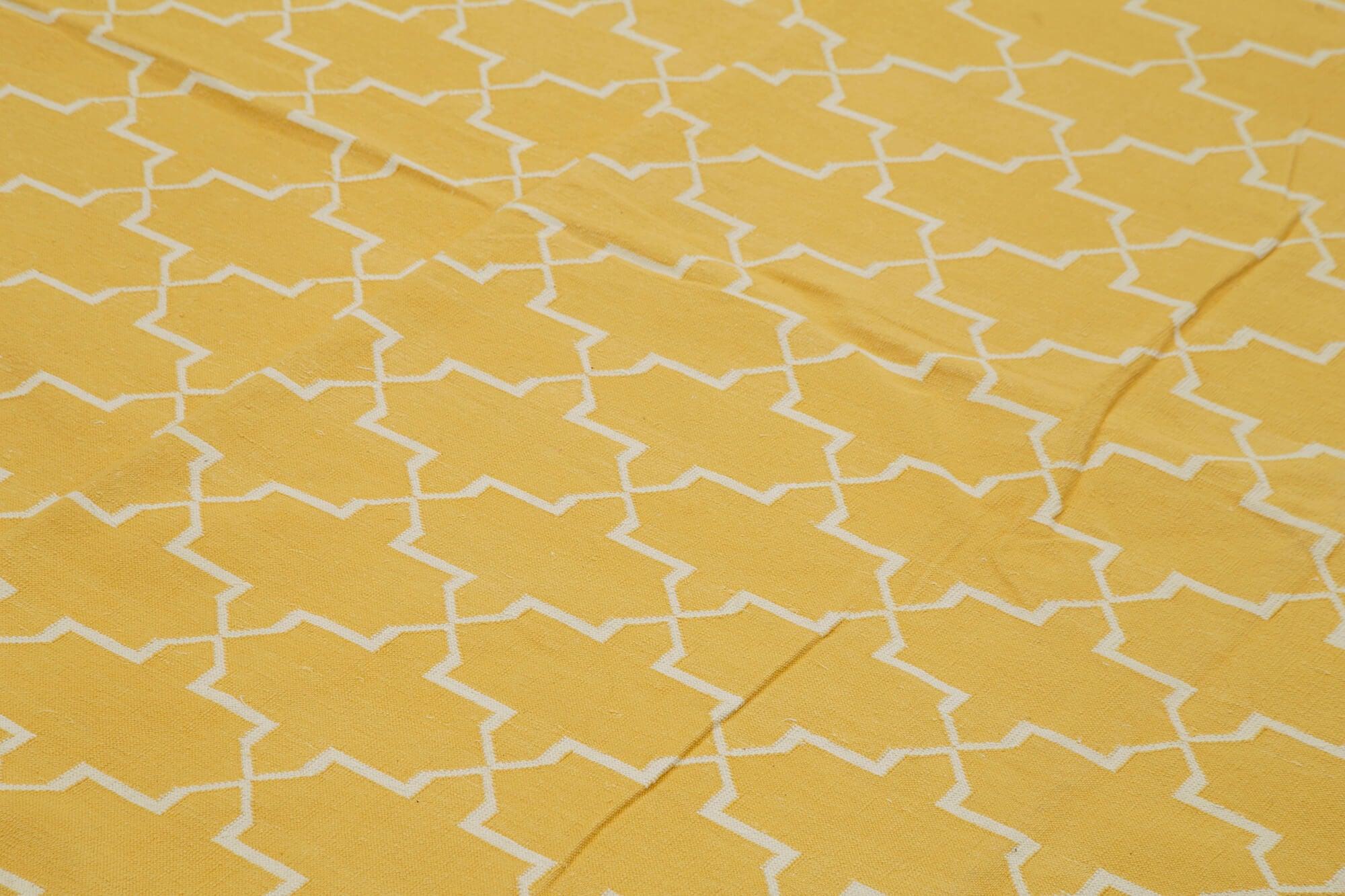 9 x 12 Yellow Dhurrie Rug - 3061