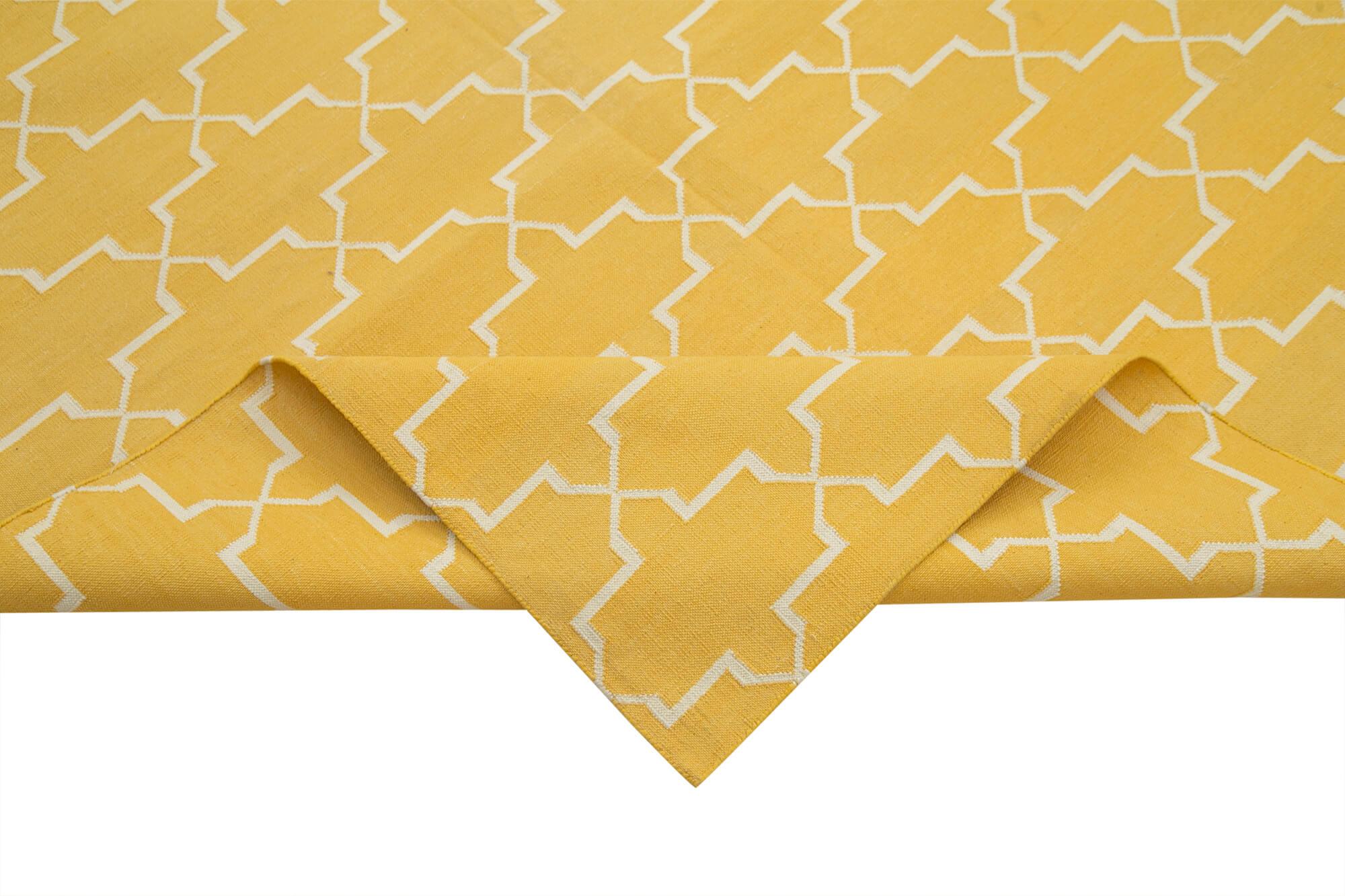 9 x 12 Yellow Dhurrie Rug - 3061