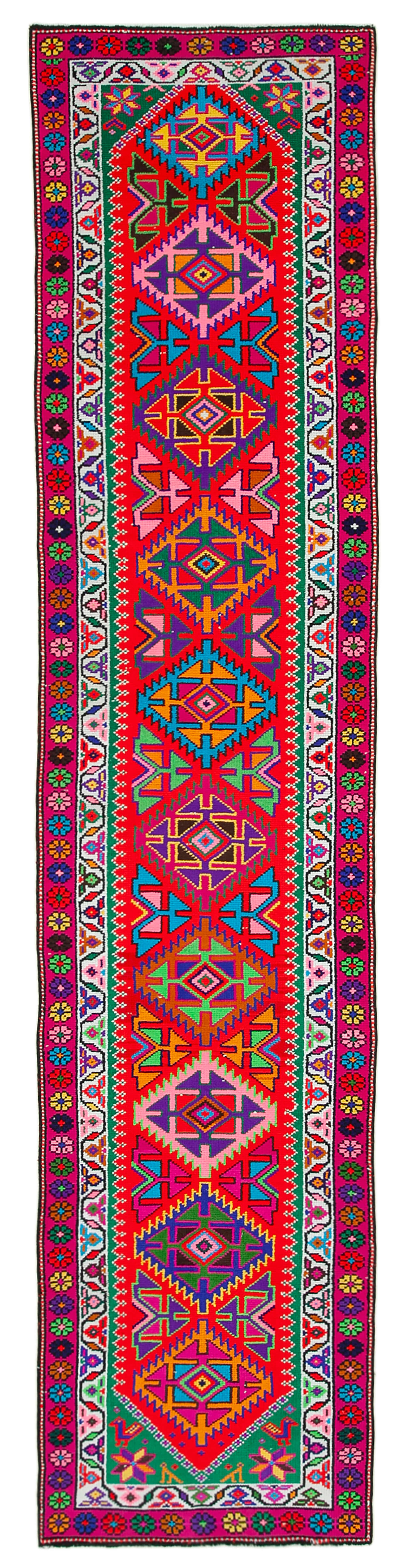 3 x 12 Red Boho Runner Rugs - 3069